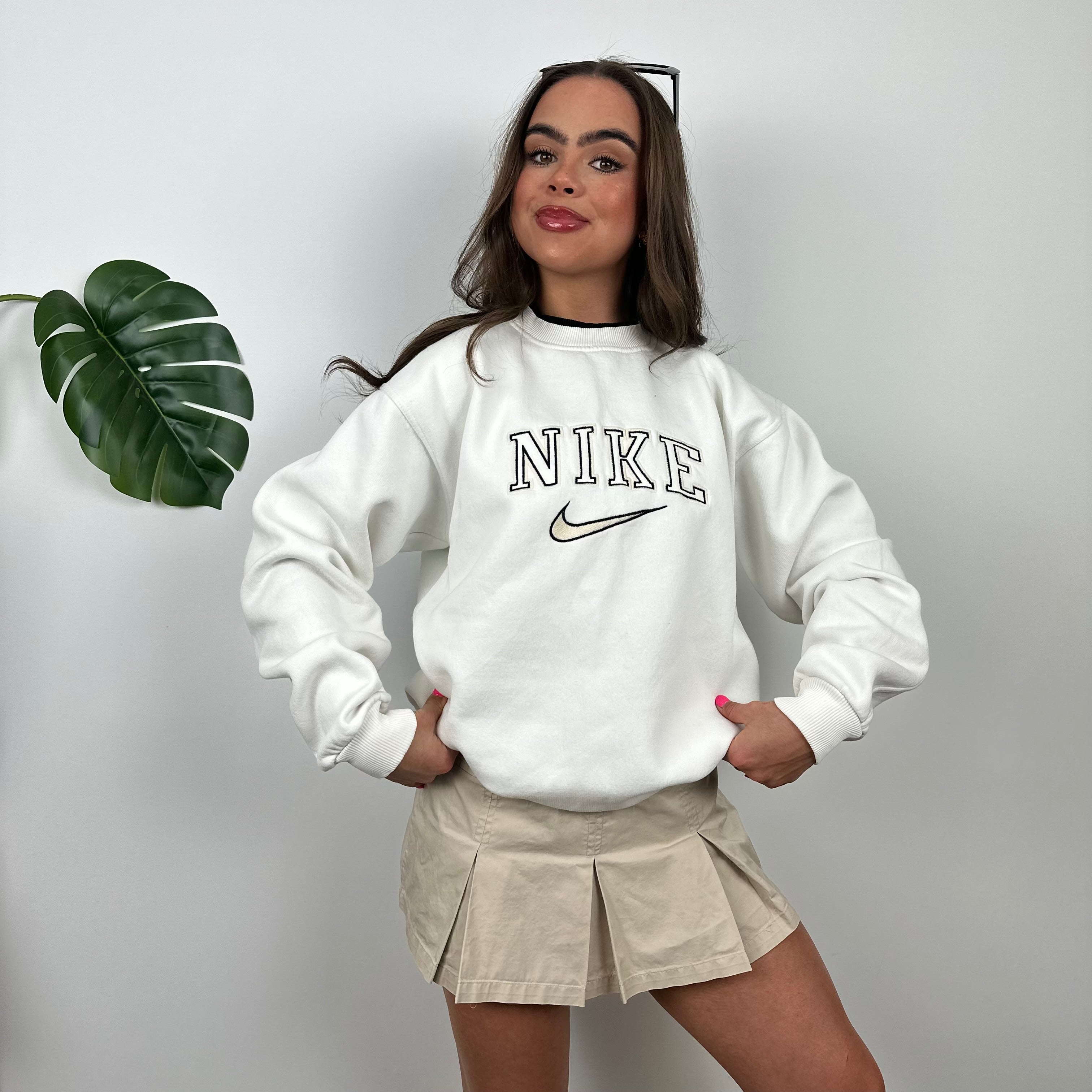 Nike White Embroidered Spell Out Sweatshirt (M)