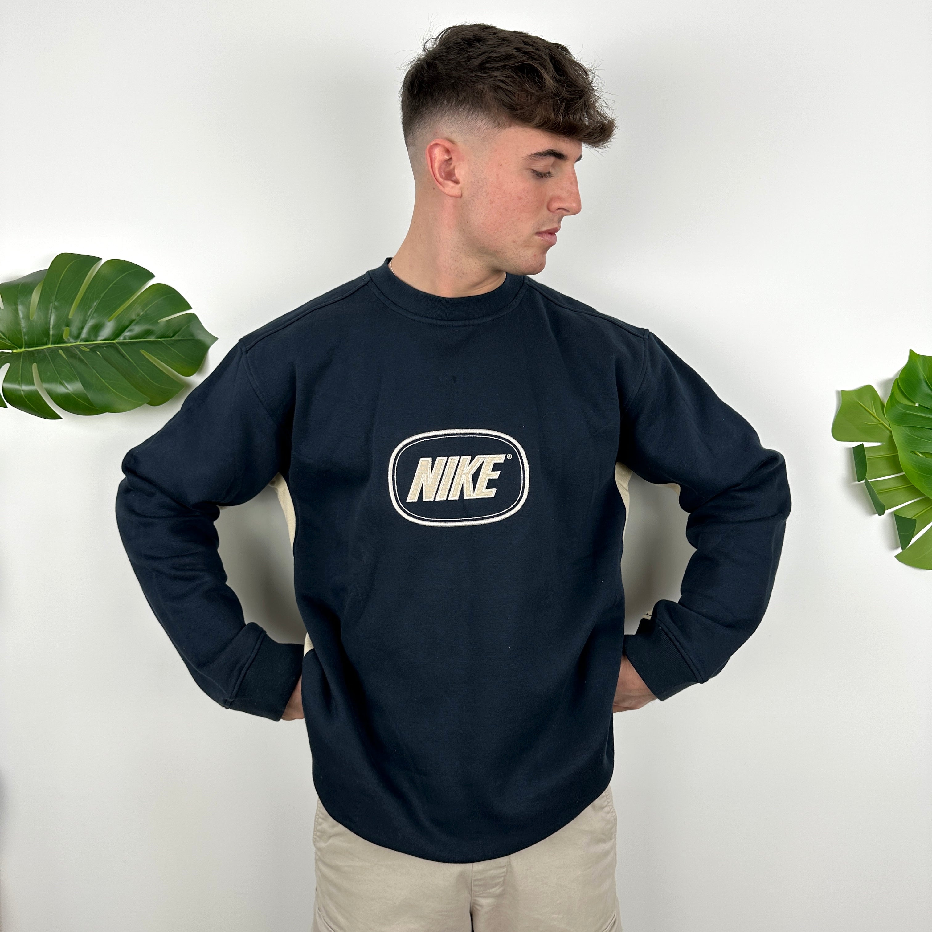 Nike Navy Embroidered Spell Out Sweatshirt (XL)