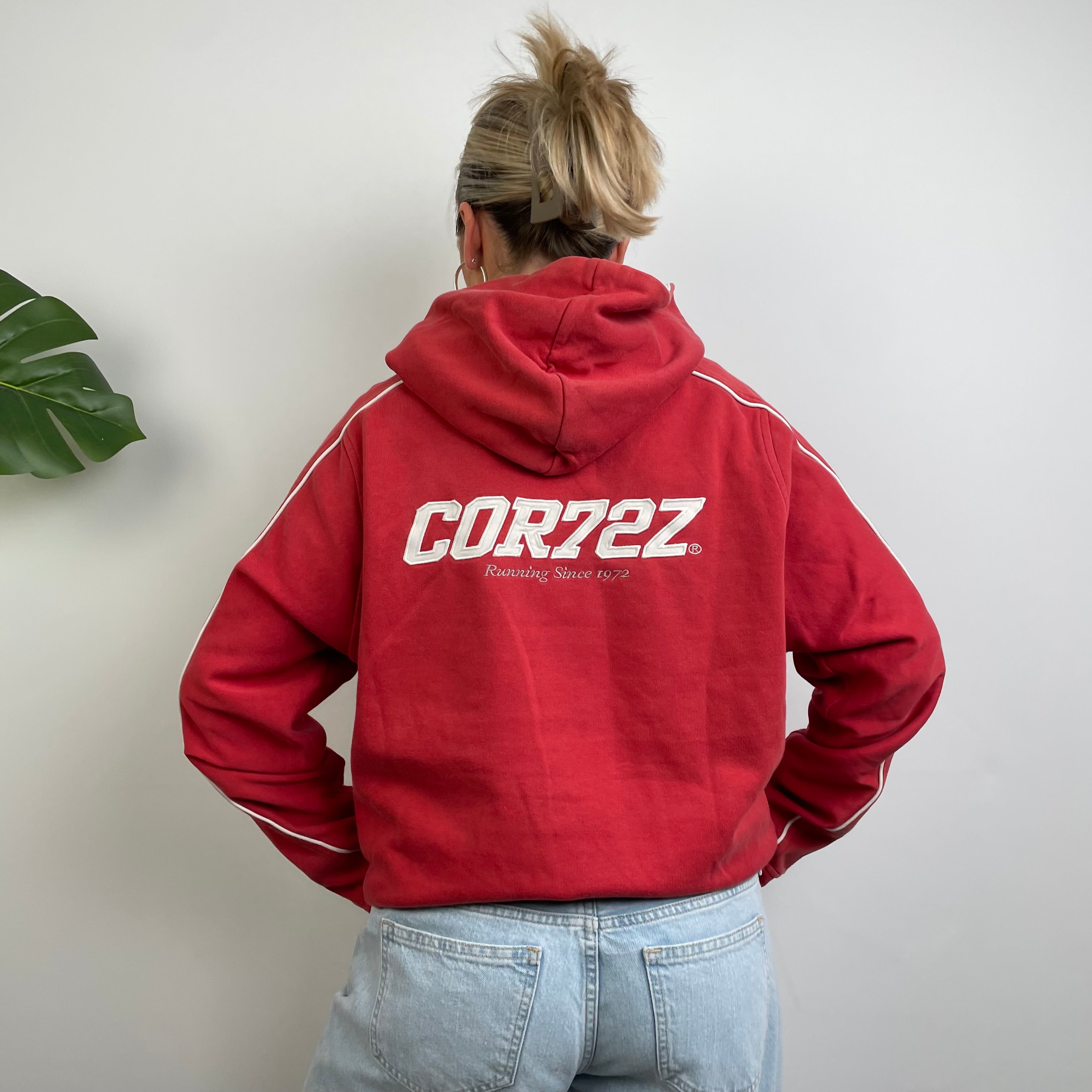 Nike Cortez RARE Red Embroidered Spell Out Hoodie (S)