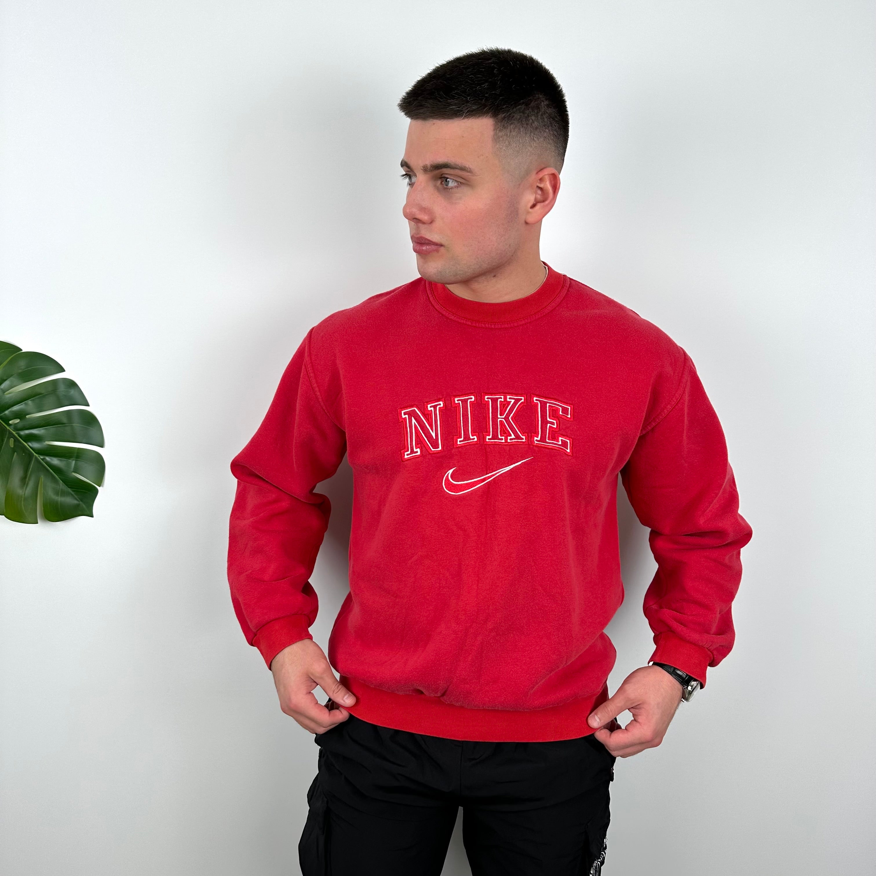 Nike Red Embroidered Spell Out Sweatshirt (M)