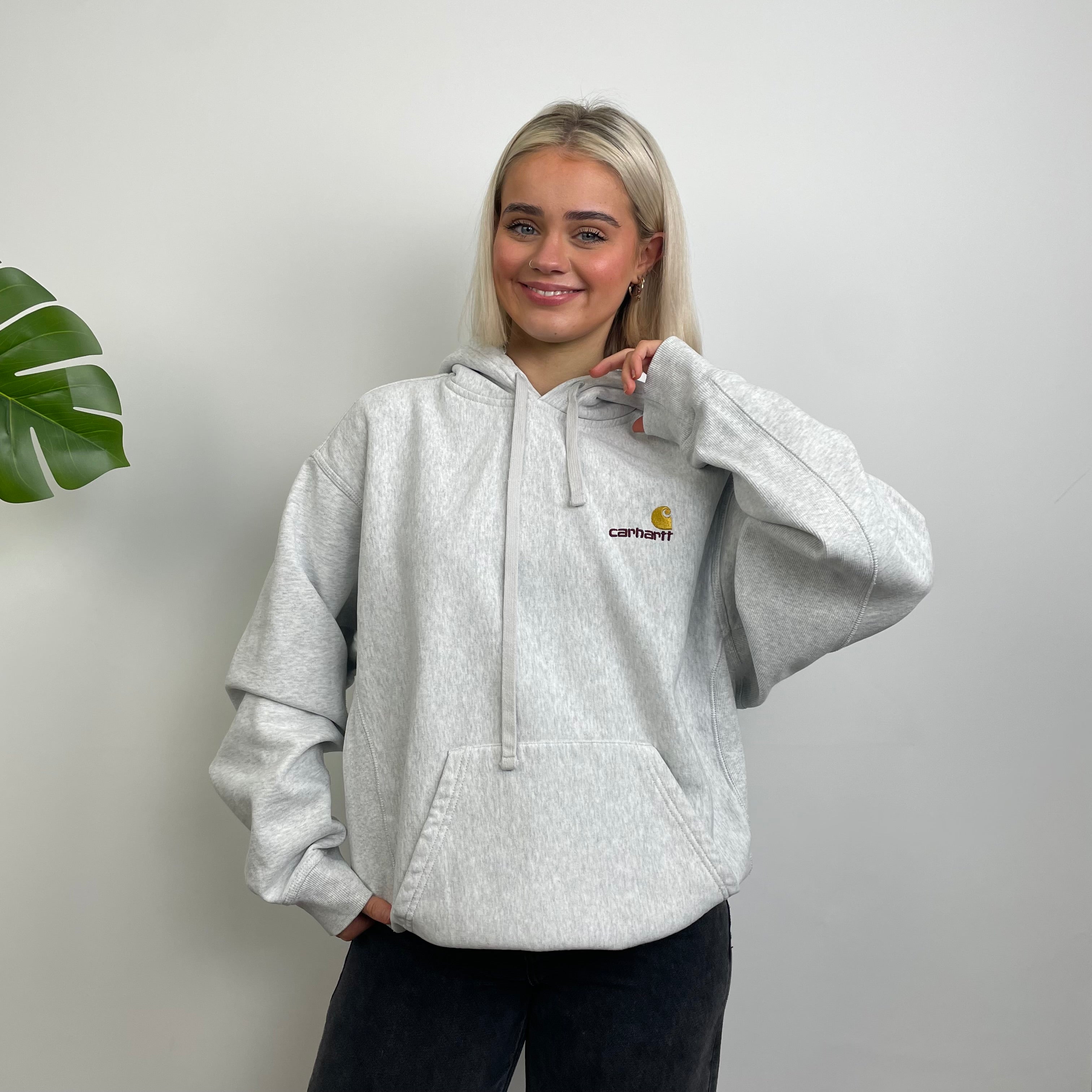 Carhartt RARE Grey Embroidered Spell Out Hoodie (L)