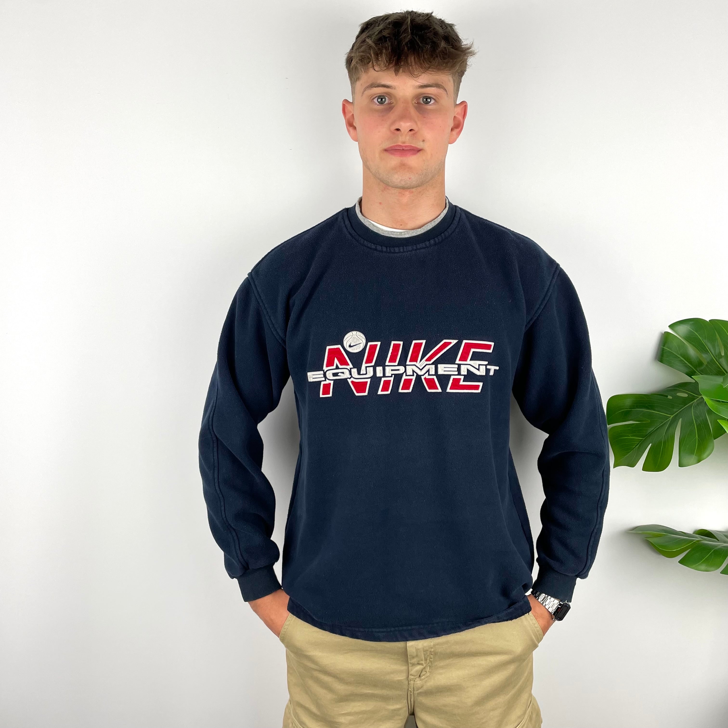 Nike Equipment RARE Navy Embroidered Spell Out Sweatshirt (L)