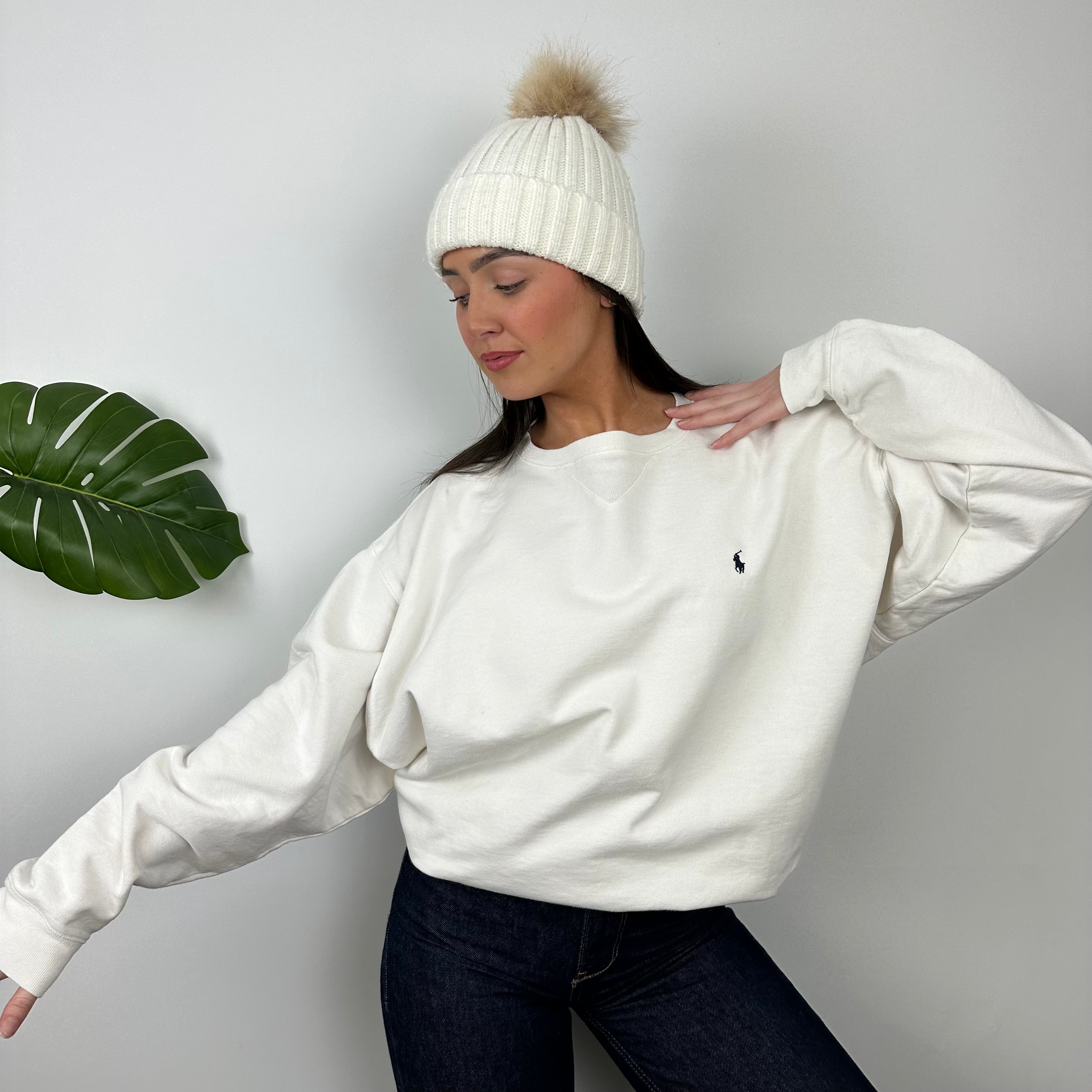 Polo Ralph Lauren White Embroidered Logo Sweatshirt (XL)