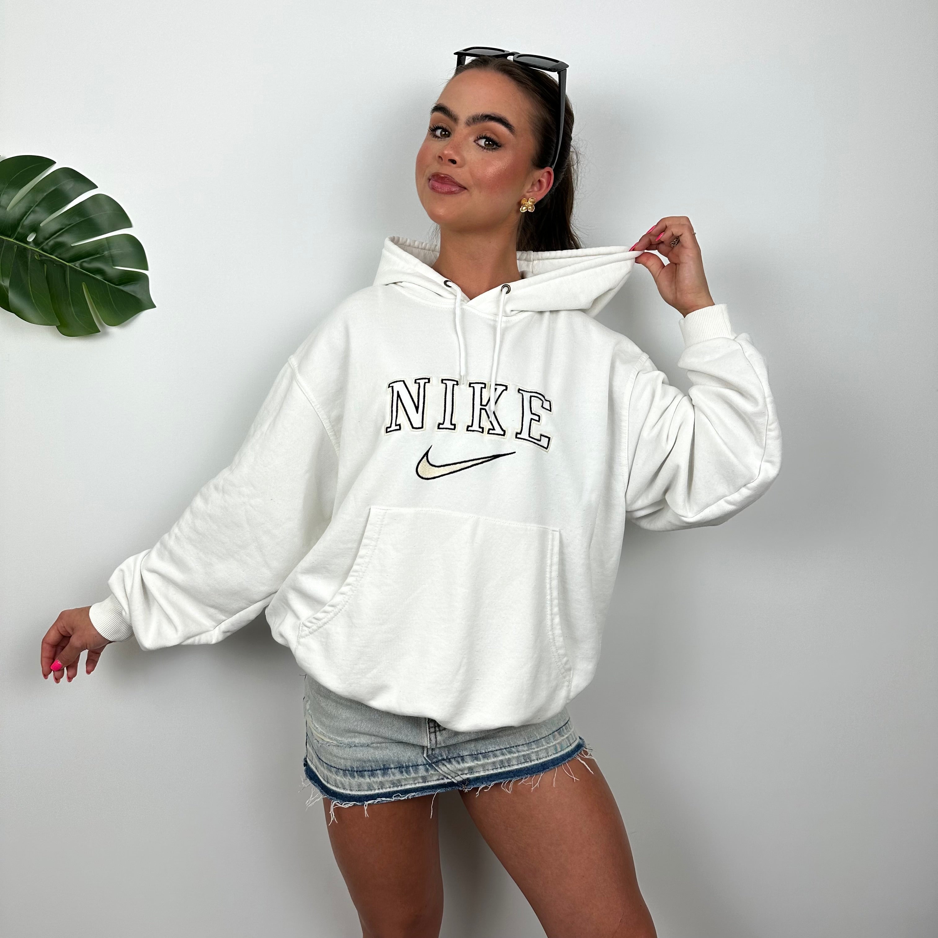 Nike White Embroidered Spell out Hoodie (M)