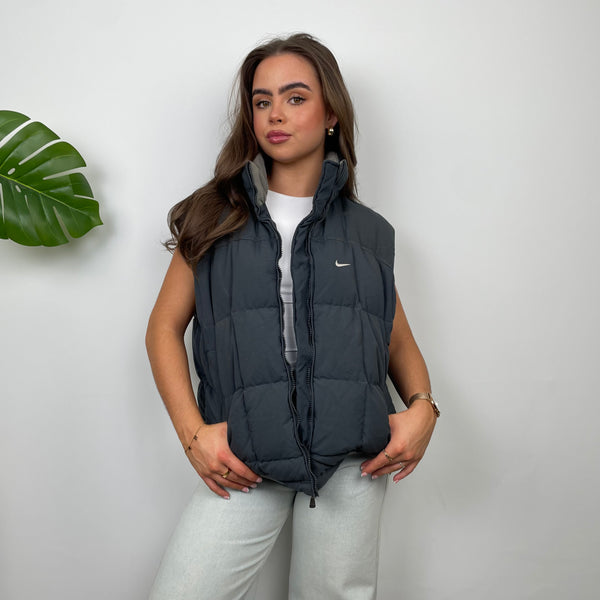 Nike Grey Embroidered Swoosh Puffer Gilet (M)