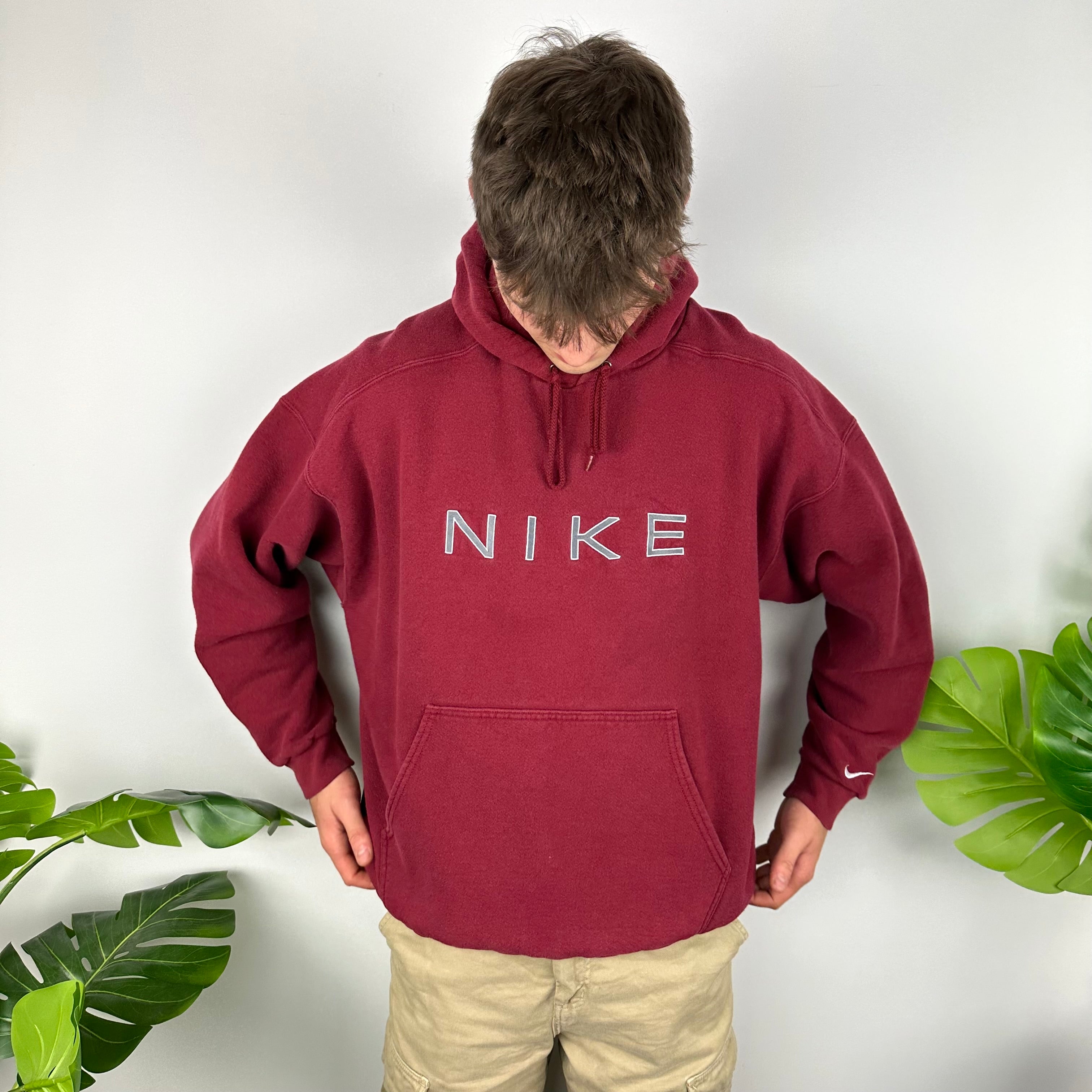Nike Red Embroidered Spell Out Hoodie (XL)