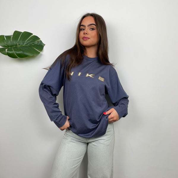 Nike Navy Embroidered Spell Out Sweatshirt (S)