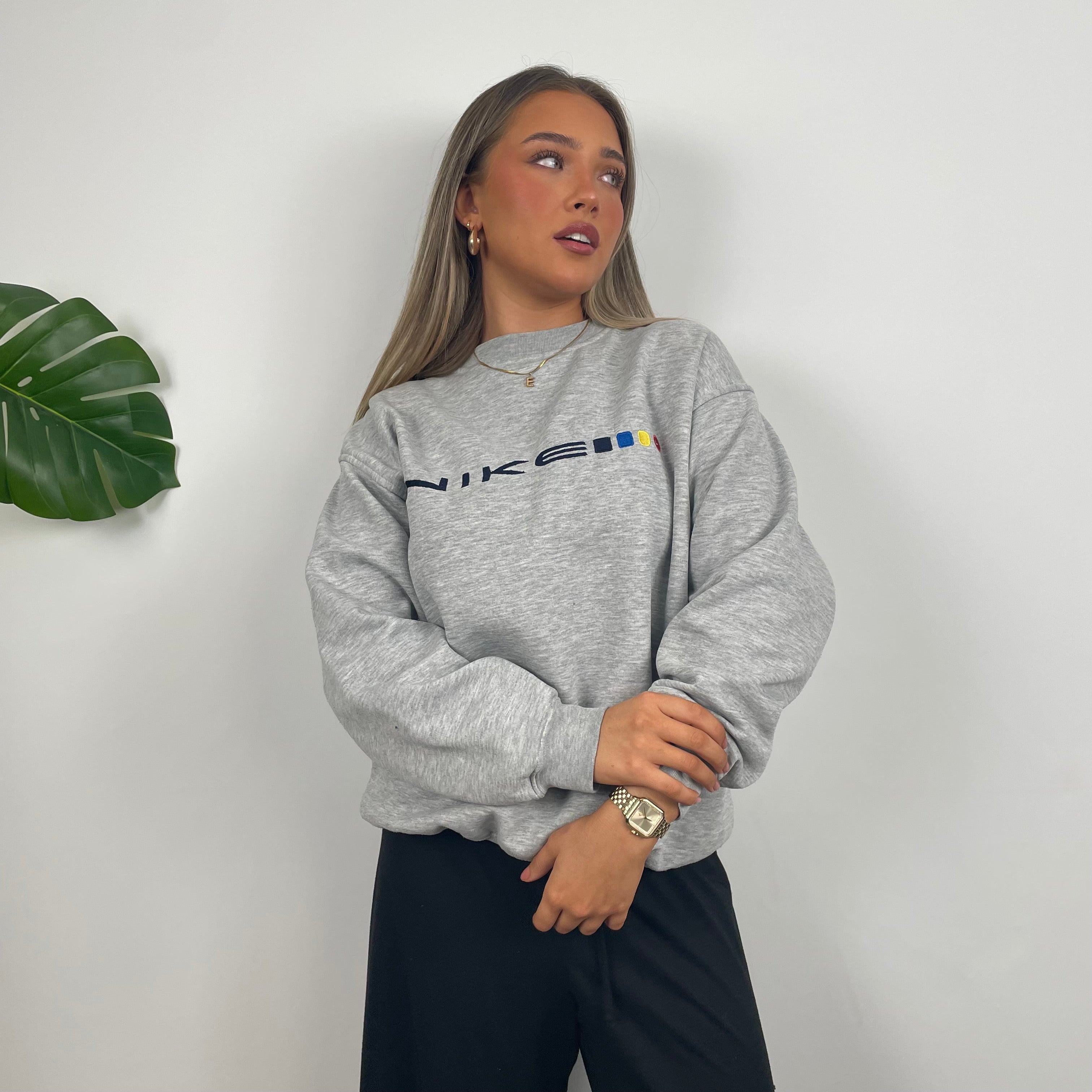 Nike Grey Embroidered Spell Out Sweatshirt (M)