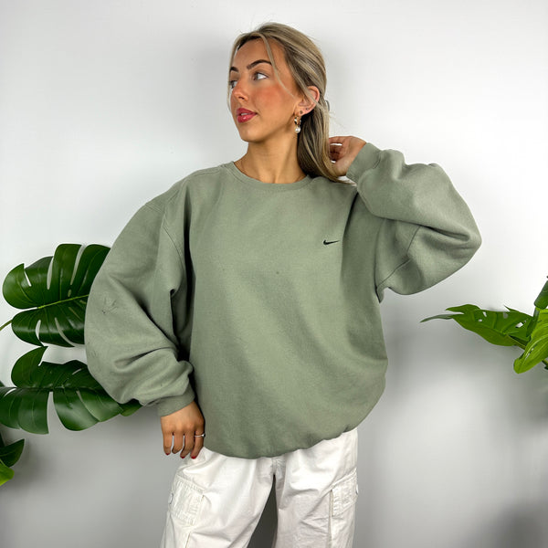 Nike Olive Green Embroidered Swoosh Sweatshirt (L)