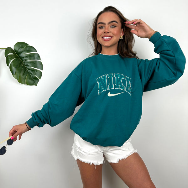 Nike Turquoise Embroidered Spell Out Sweatshirt (M)