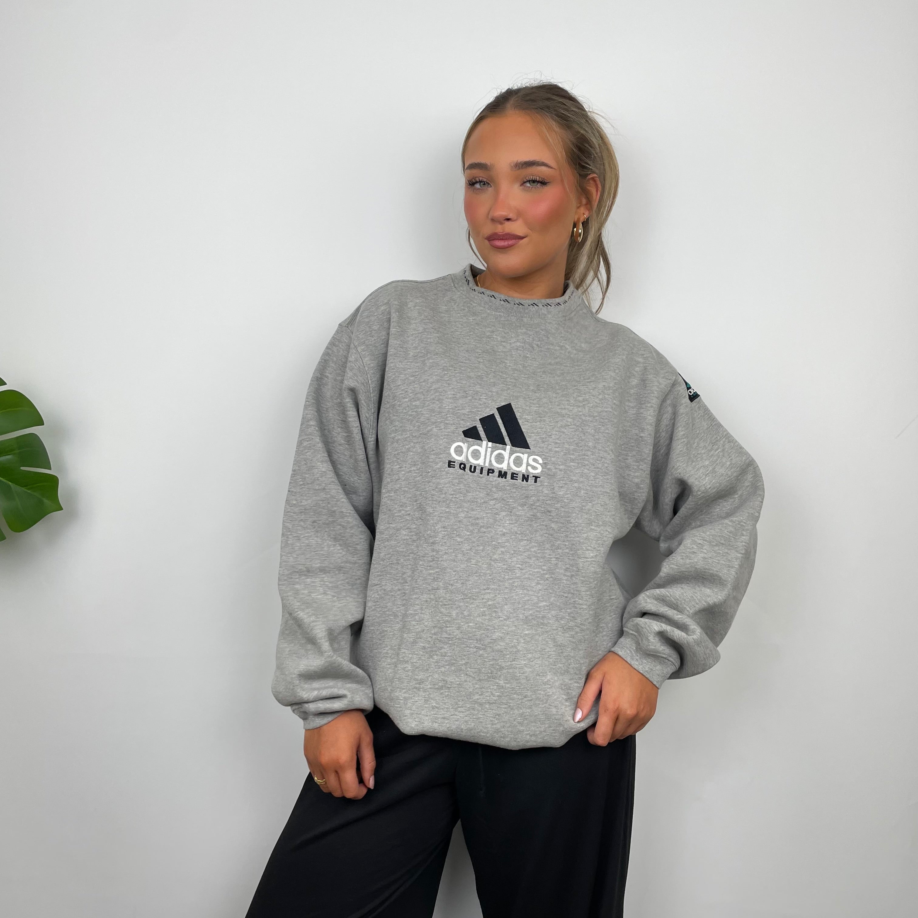 Adidas Equipment RARE Grey Embroidered Spell Out Sweatshirt (L)