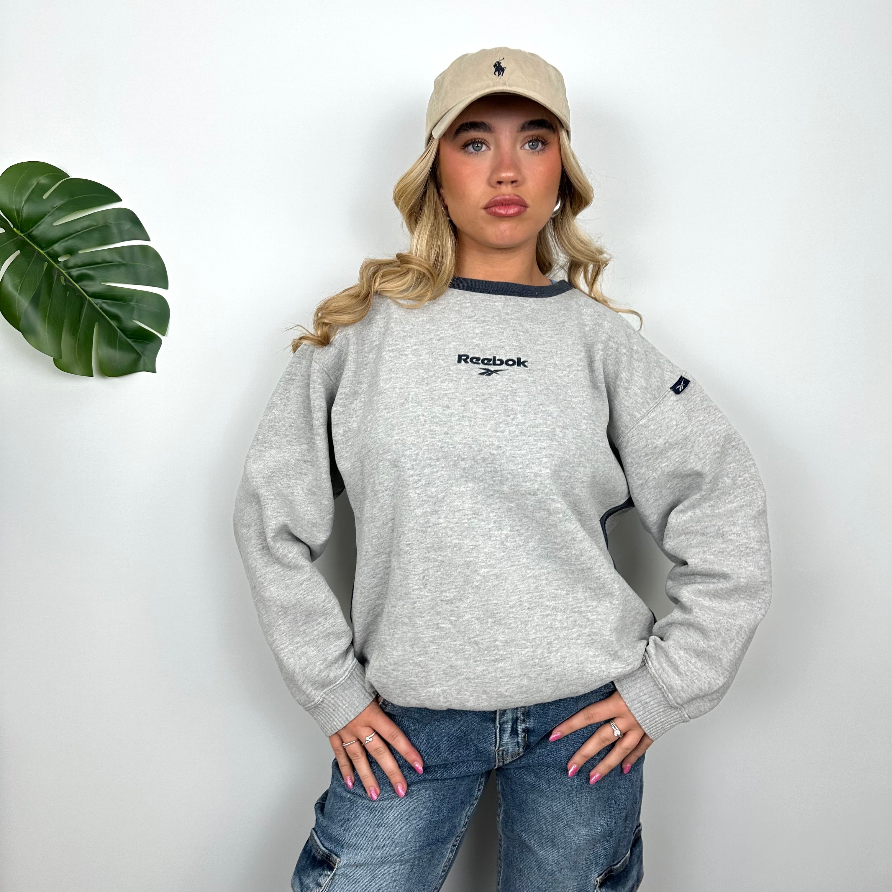 Reebok Grey Embroidered Spell Out Sweatshirt (S)