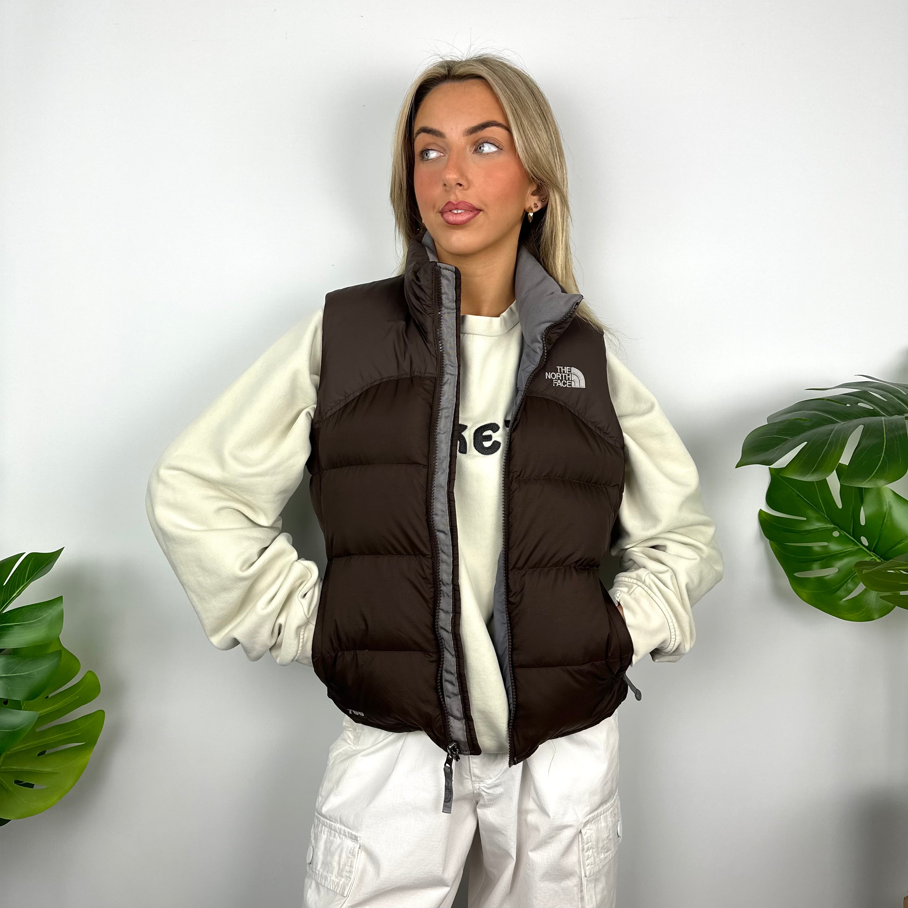 The North Face Brown Nuptse 700 Puffer Gilet (S)