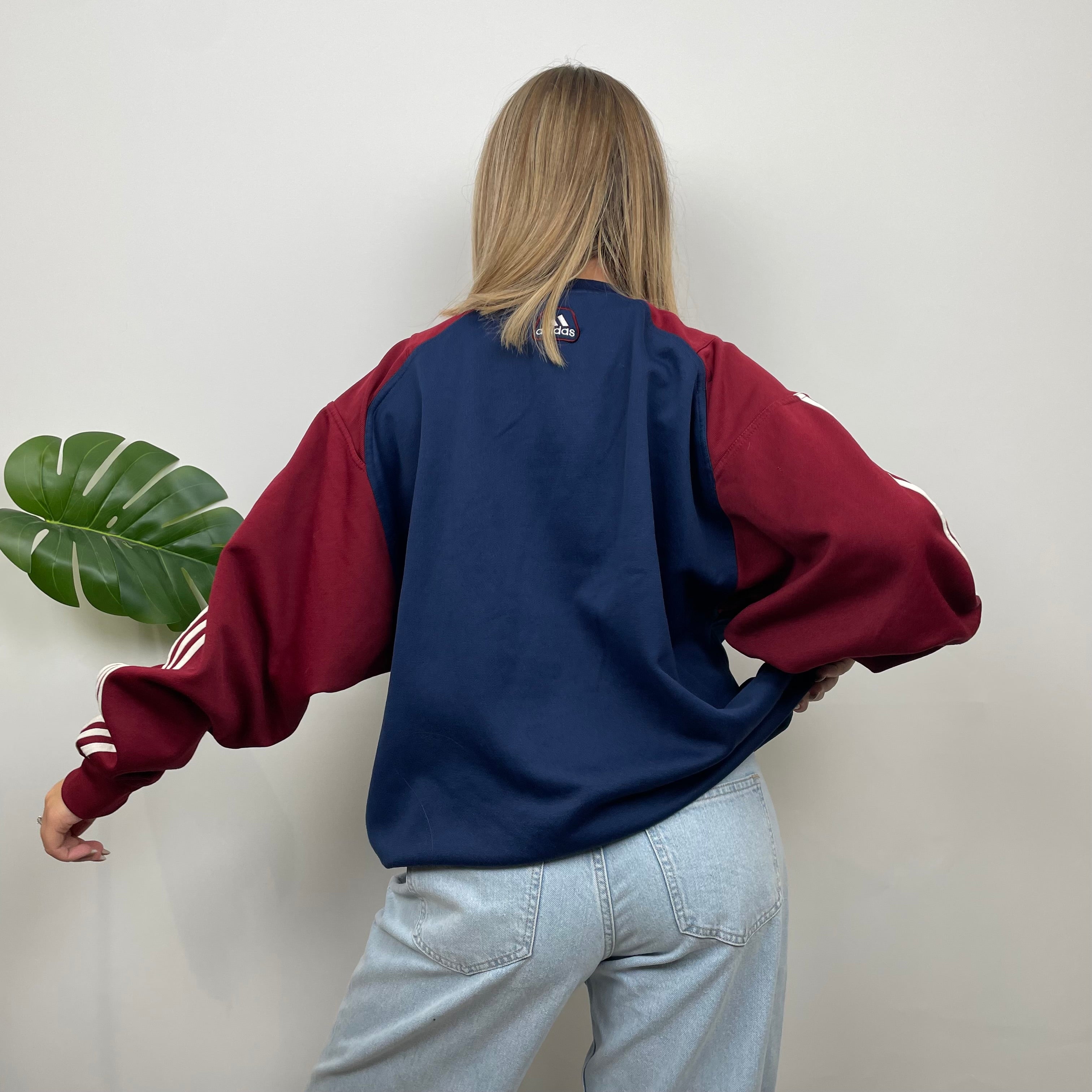 Adidas RARE Red and Navy Embroidered Spell Out Sweatshirt (L)