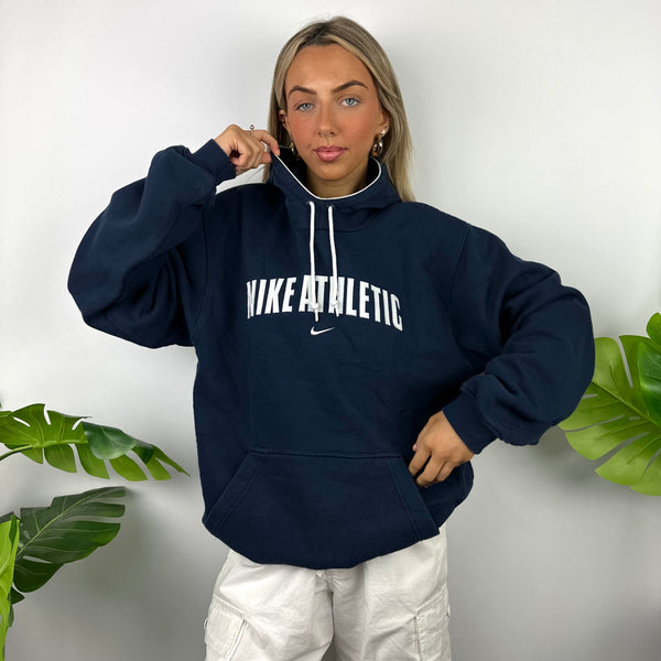 Nike Athletic Navy Embroidered Spell Out Hoodie (M)