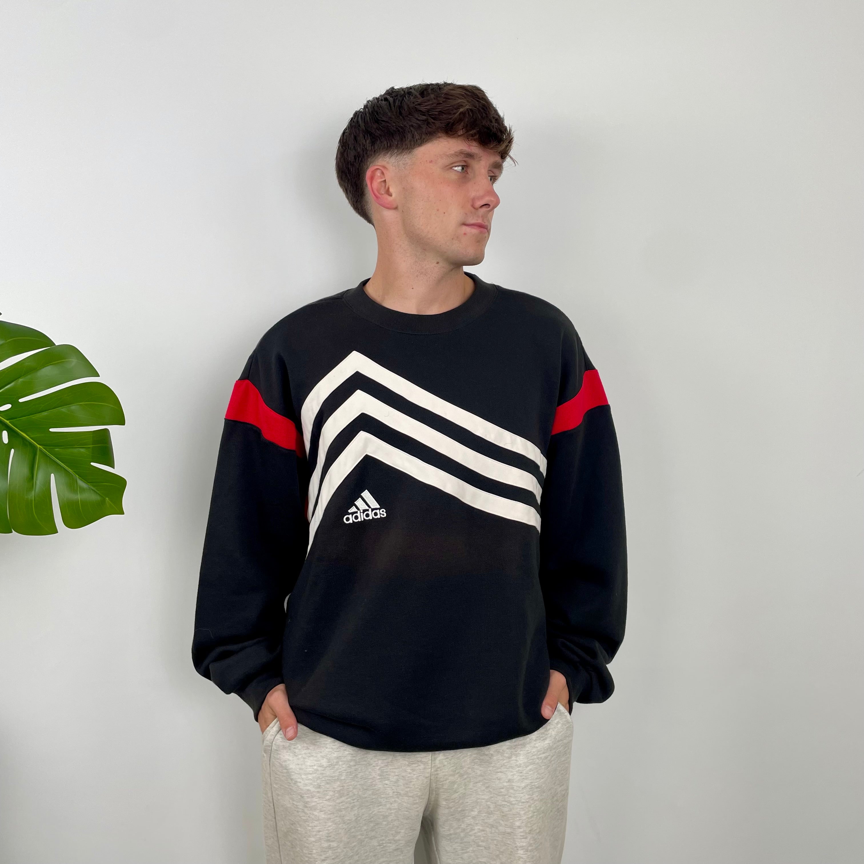 Adidas RARE Black Embroidered Spell Out Sweatshirt (XL)