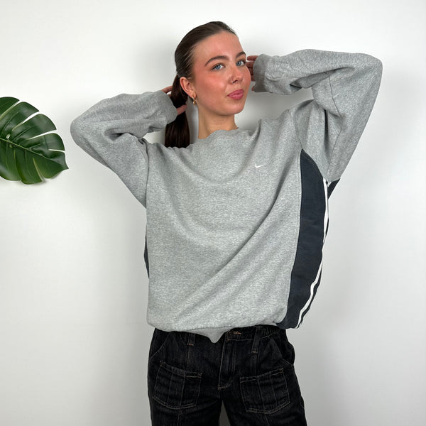 Nike Grey Embroidered Swoosh Sweatshirt (L)