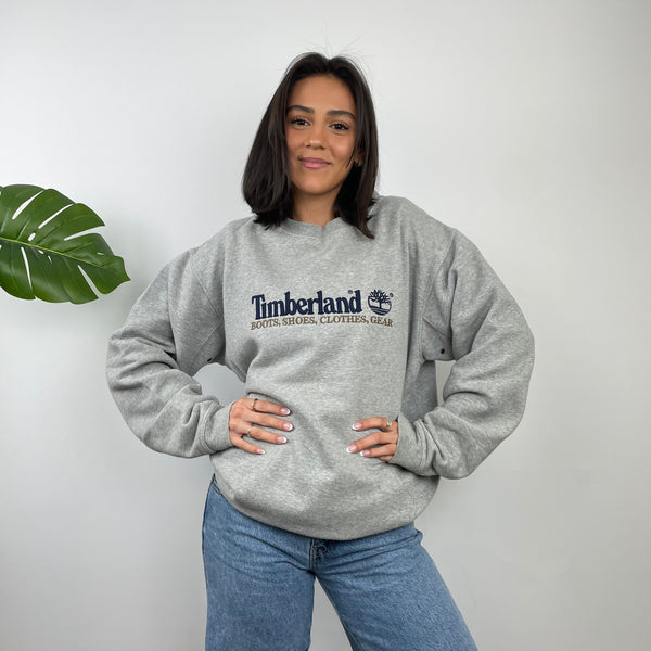 Timberland Grey Embroidered Spell Out Sweatshirt (L)