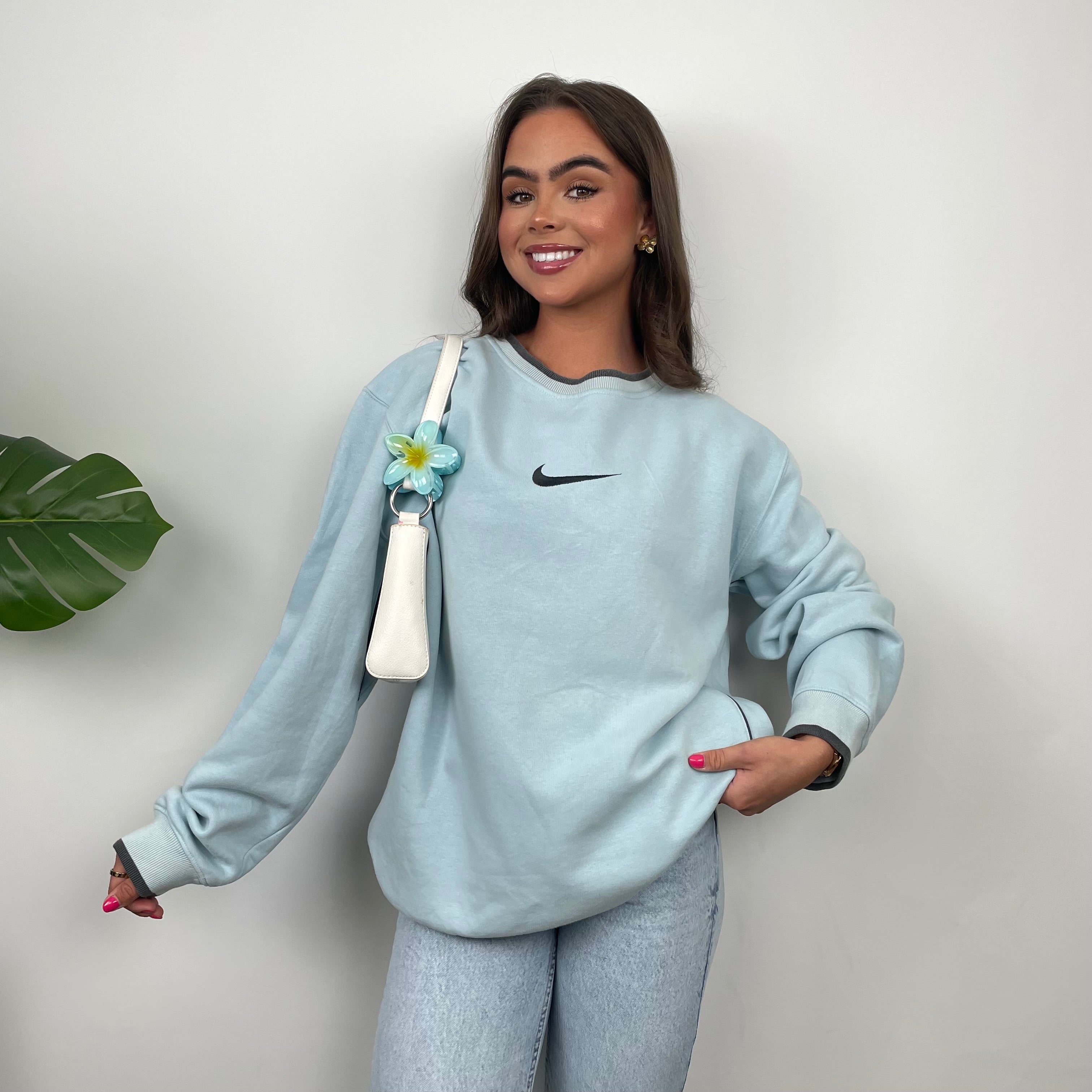 Nike Baby Blue Embroidered Swoosh Sweatshirt (L)