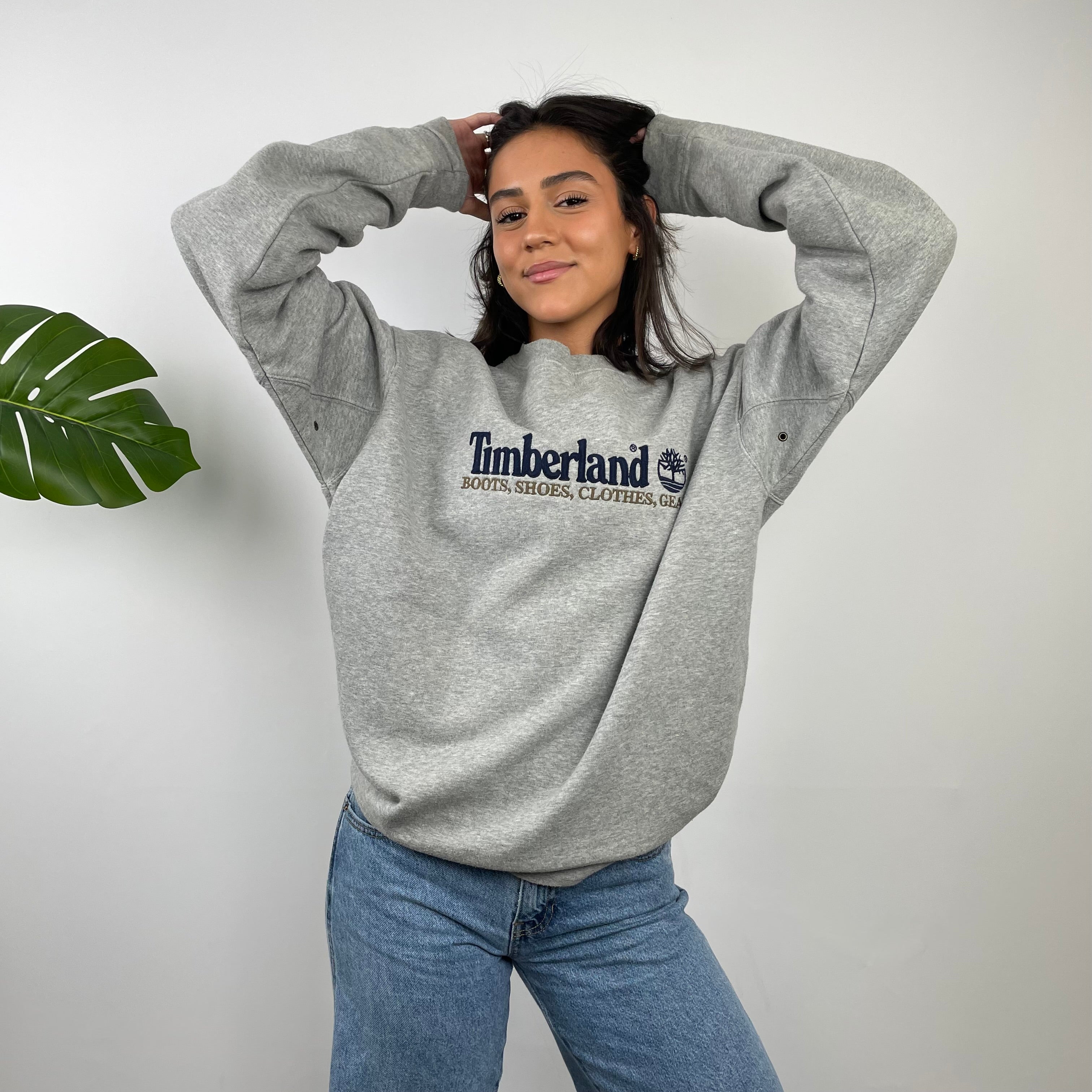 Timberland Grey Embroidered Spell Out Sweatshirt (L)
