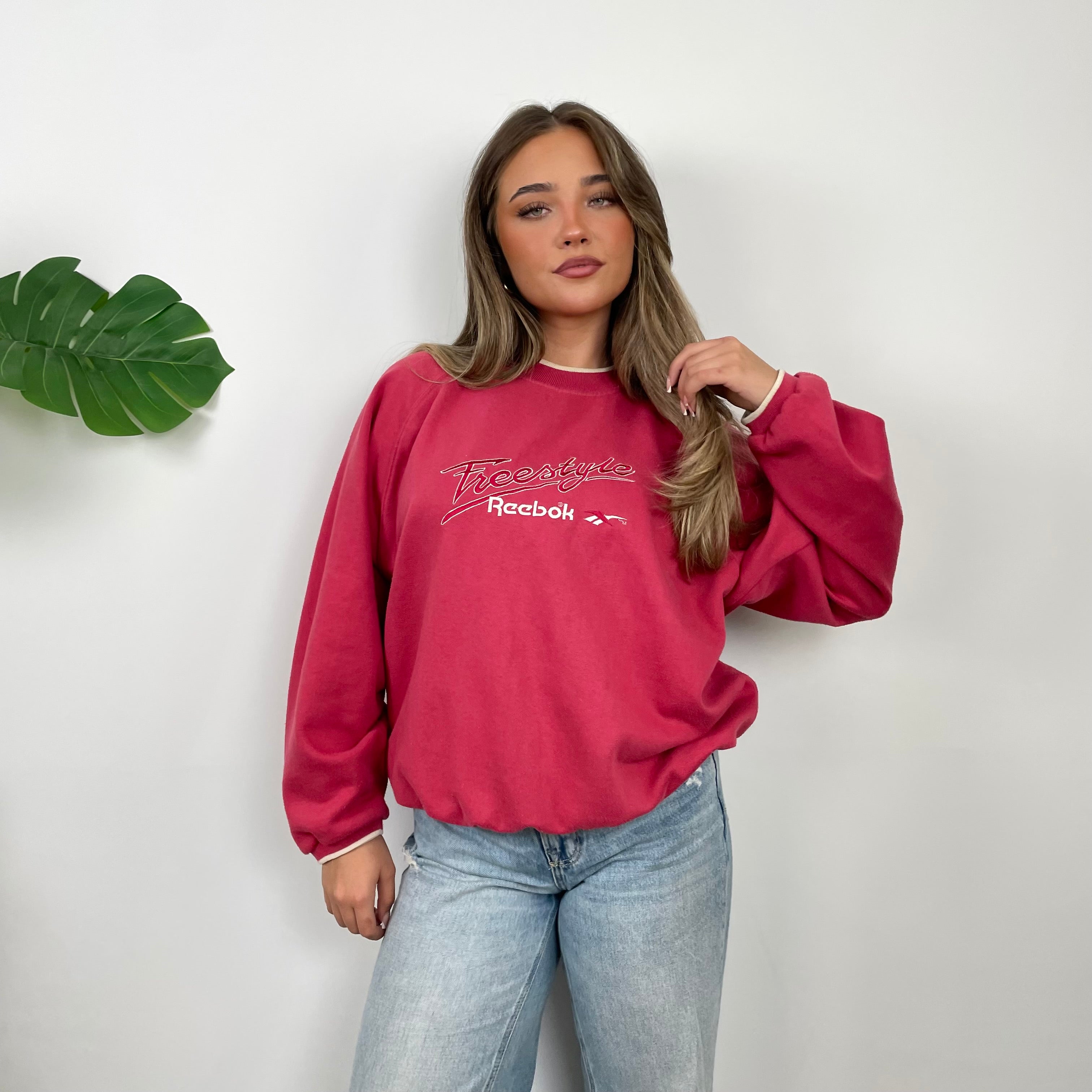 Reebok Freestyle Red Embroidered Spell Out Sweatshirt (M)