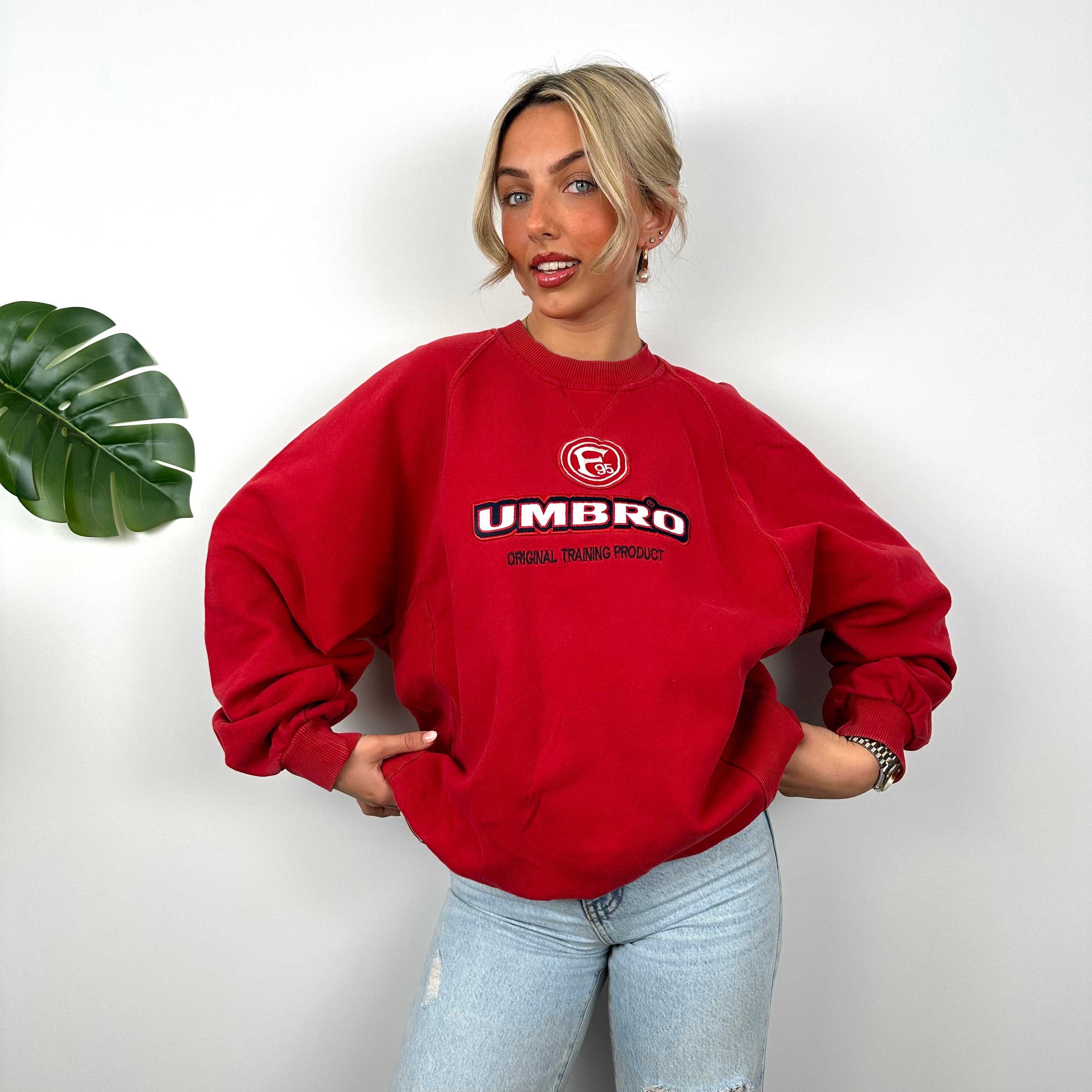 Umbro Red Embroidered Spell Out Sweatshirt (L)