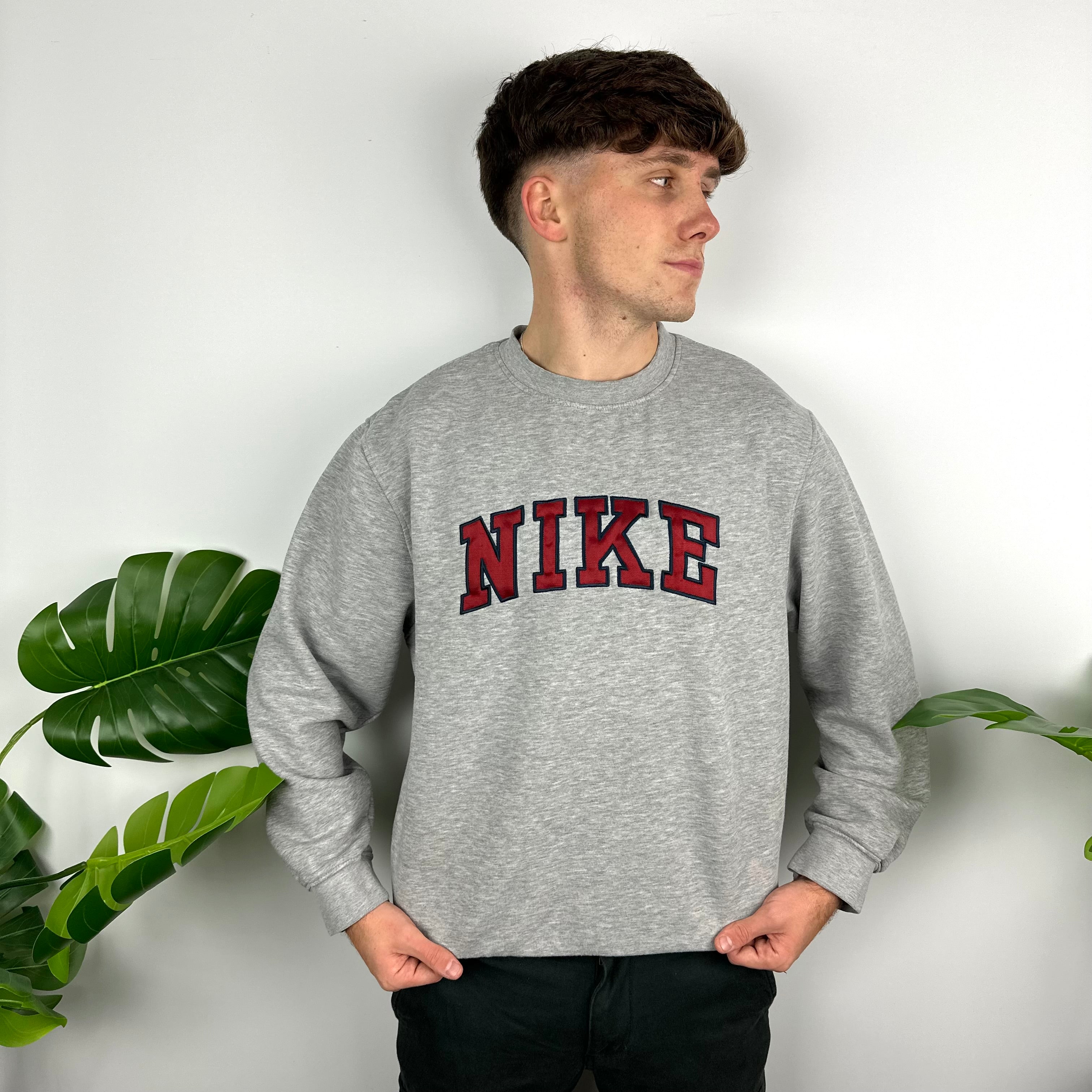 Nike Grey Embroidered Spell Out Sweatshirt (M)