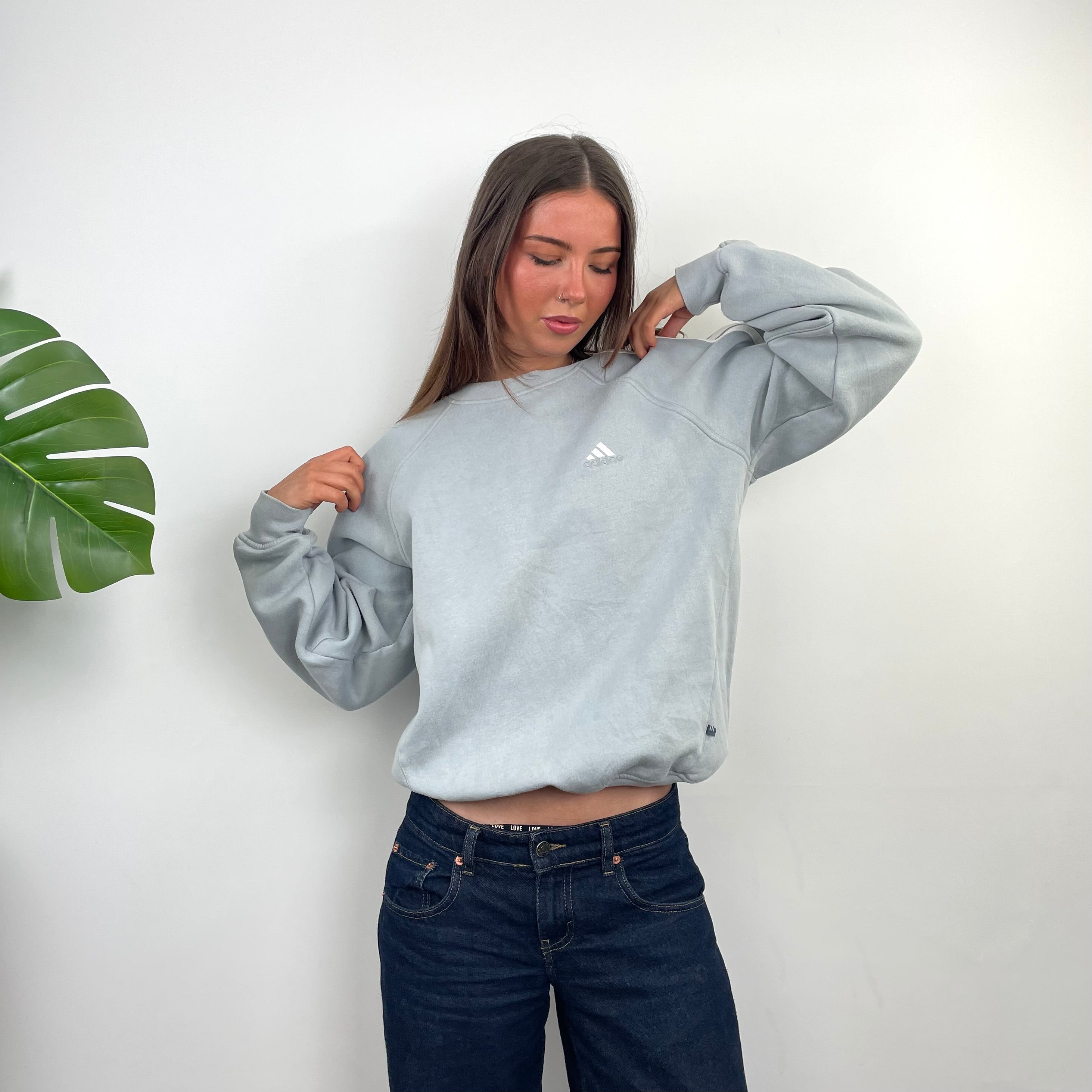 Adidas Mint Green Embroidered Spell Out Sweatshirt (M)