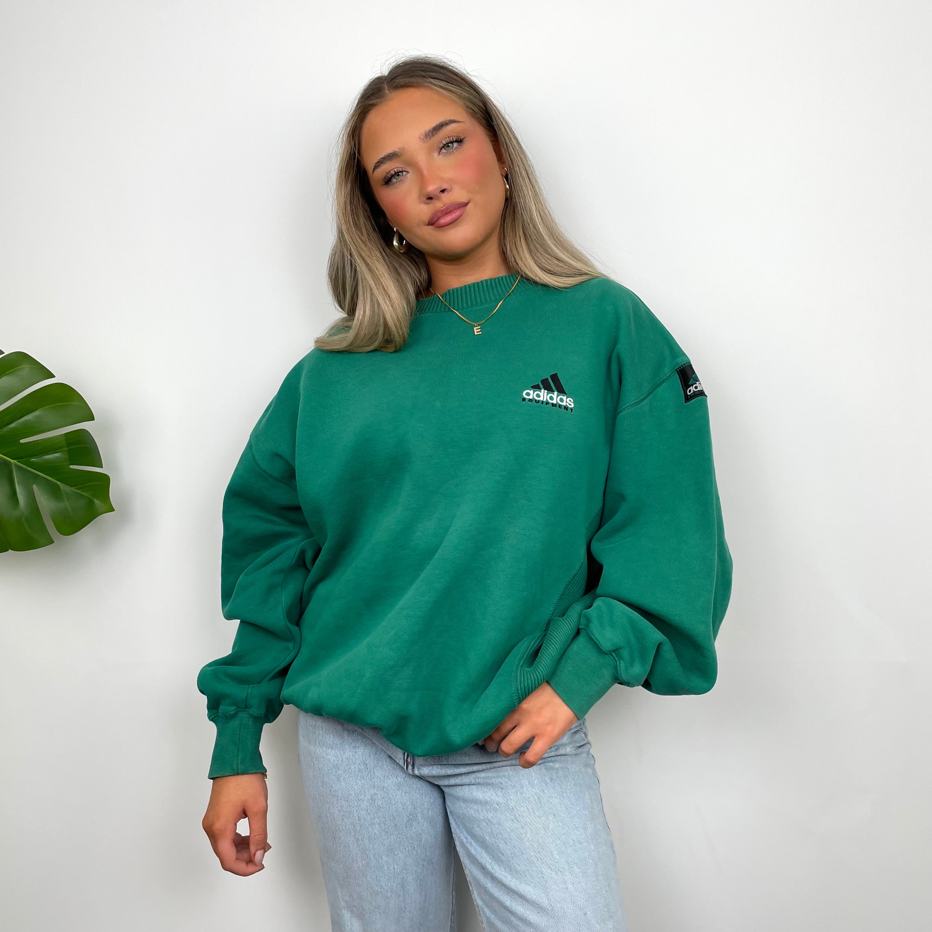 Adidas Equipment Green Embroidered Spell Out Sweatshirt (L)