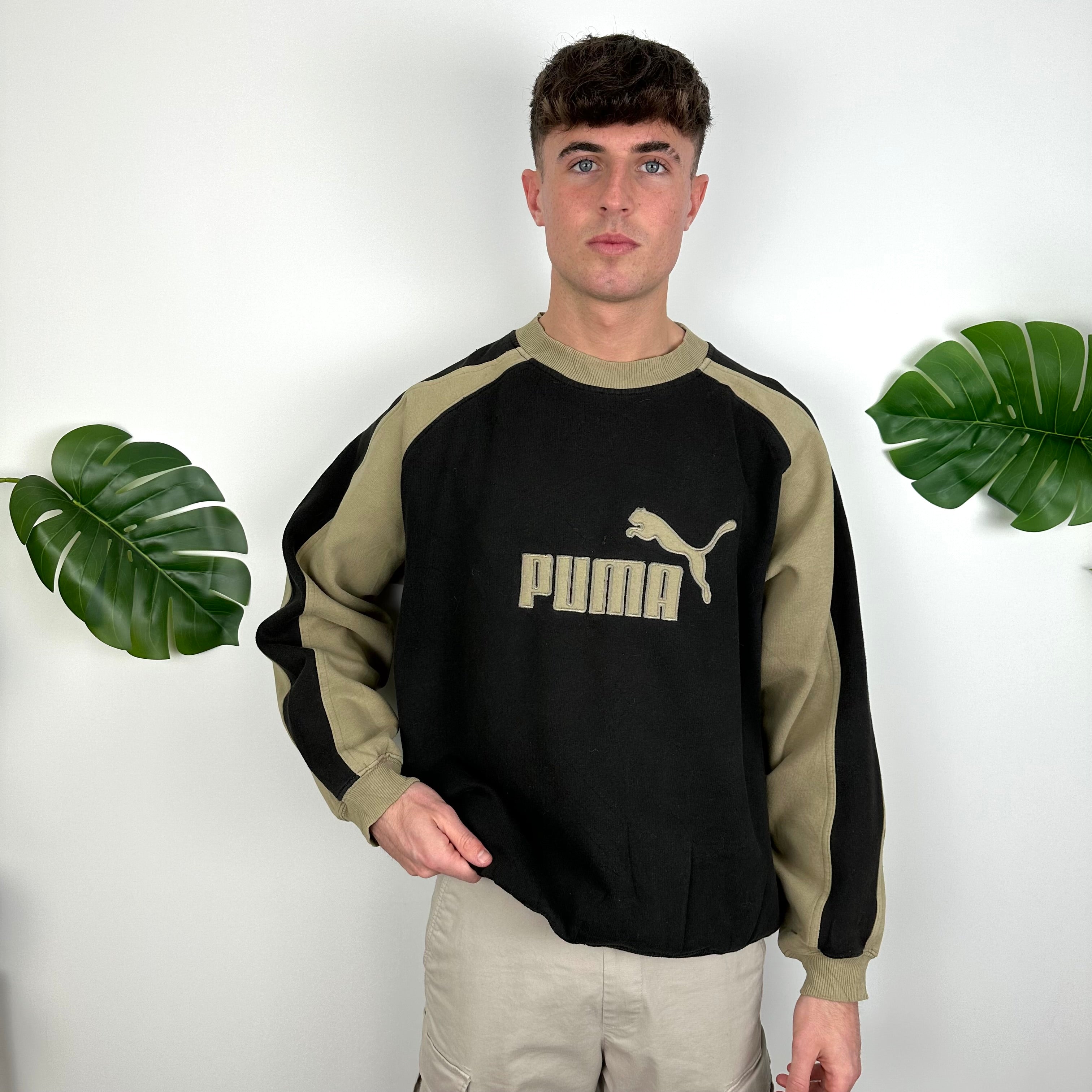 Puma Black Embroidered Spell Out Sweatshirt (XL)