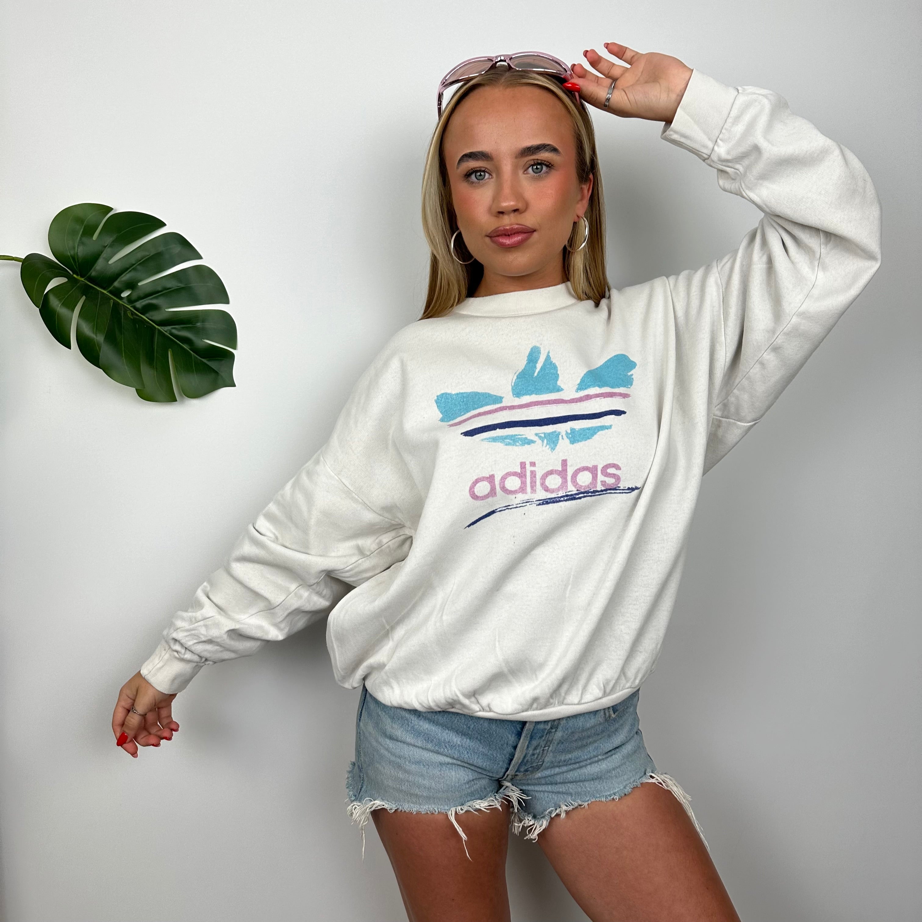 Adidas White Spell Out Sweatshirt (M)