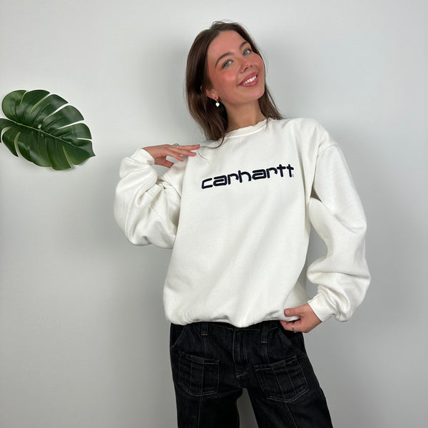 Carhartt White Embroidered Spell Out Sweatshirt (M)