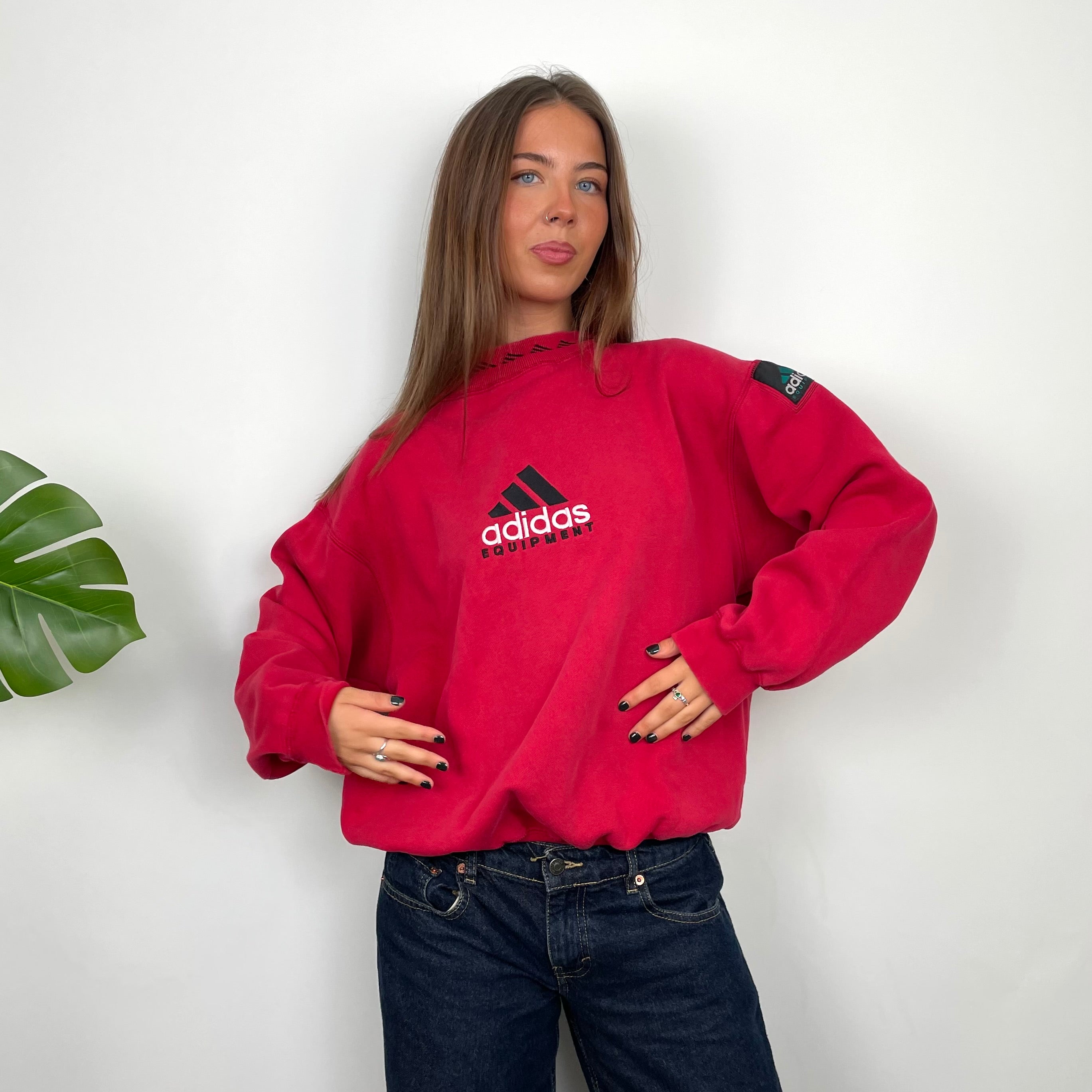 Adidas Equipment RARE Red Embroidered Spell Out Sweatshirt (M)