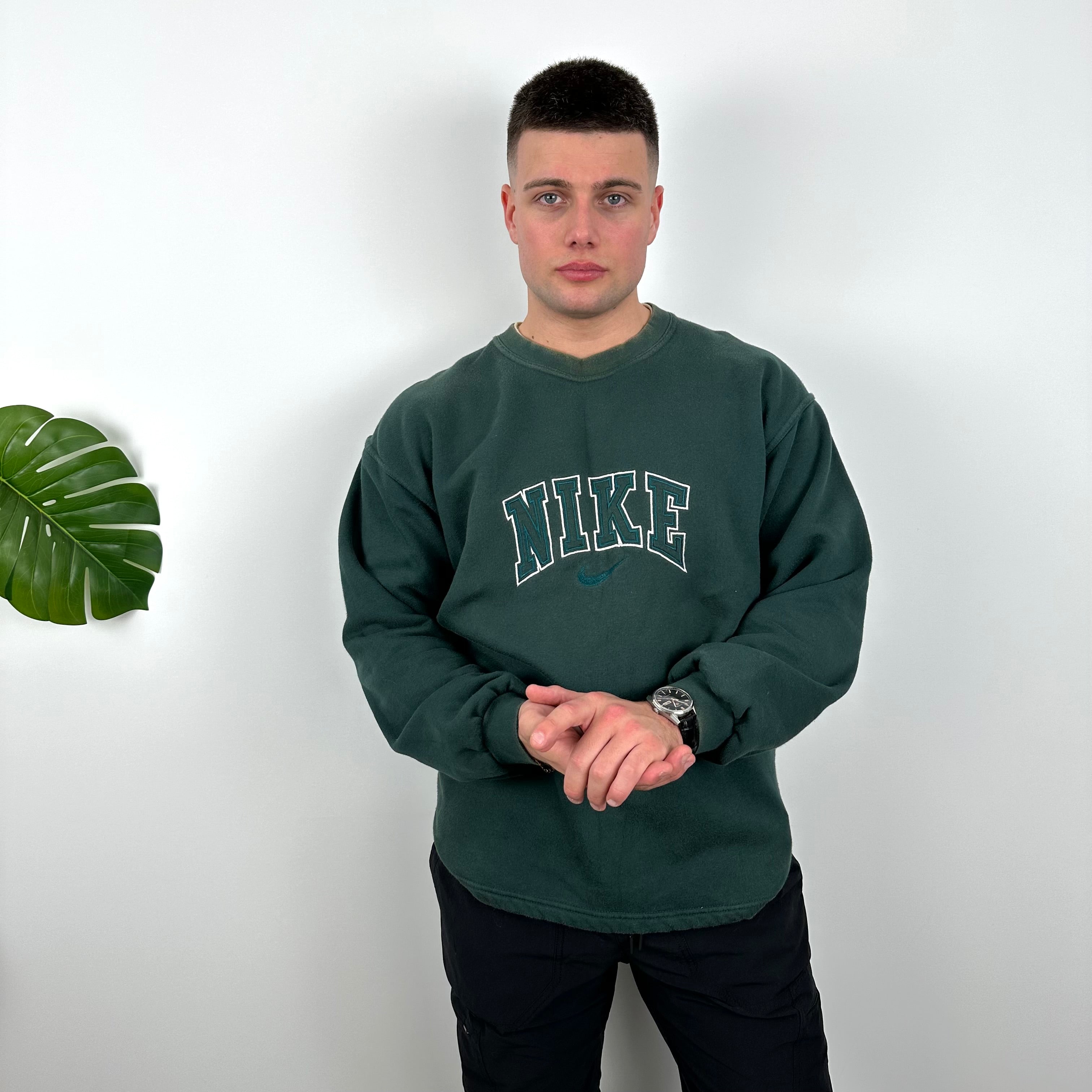 Nike Green Embroidered Spell Out Sweatshirt (L)