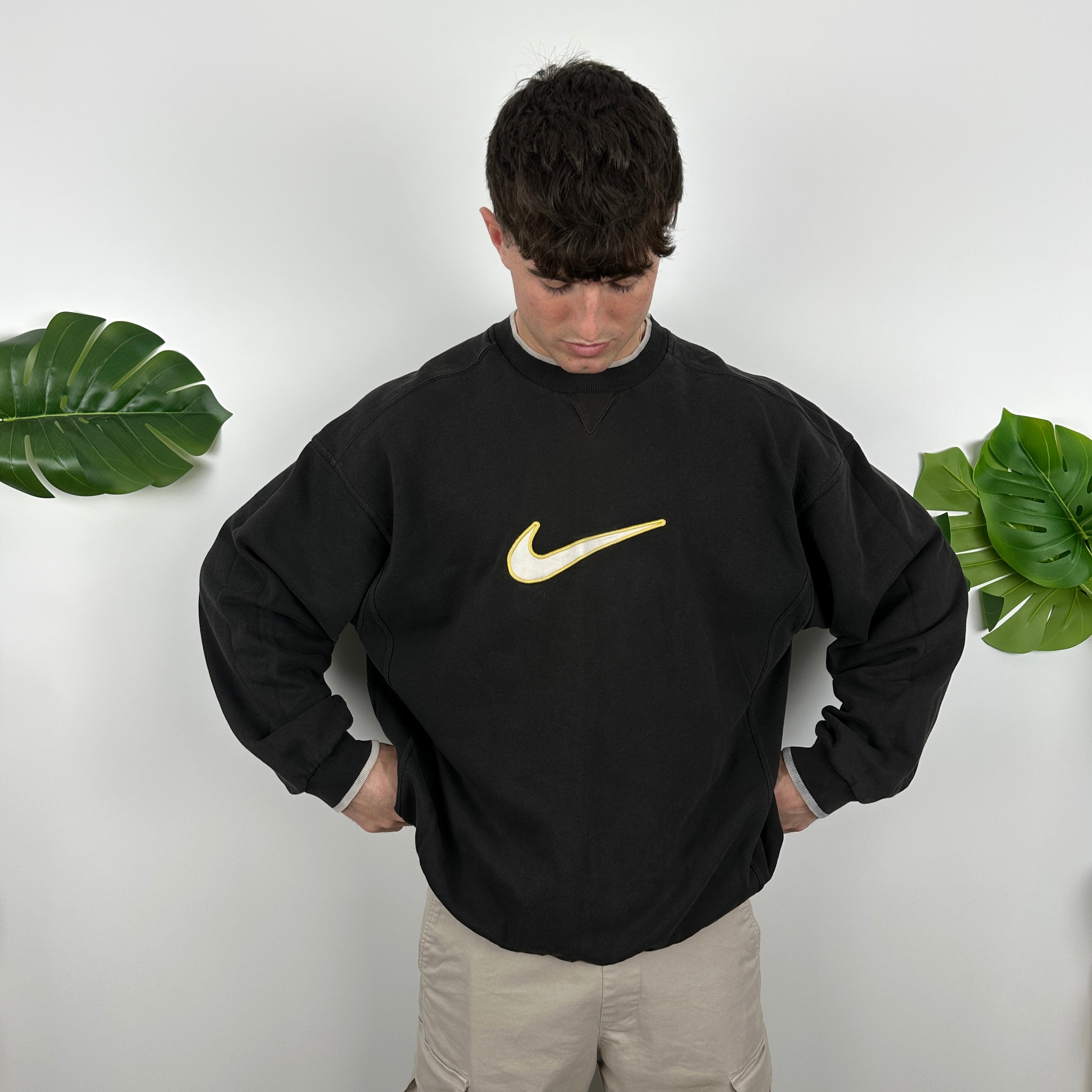 Nike Black Embroidered Swoosh Sweatshirt (XL)