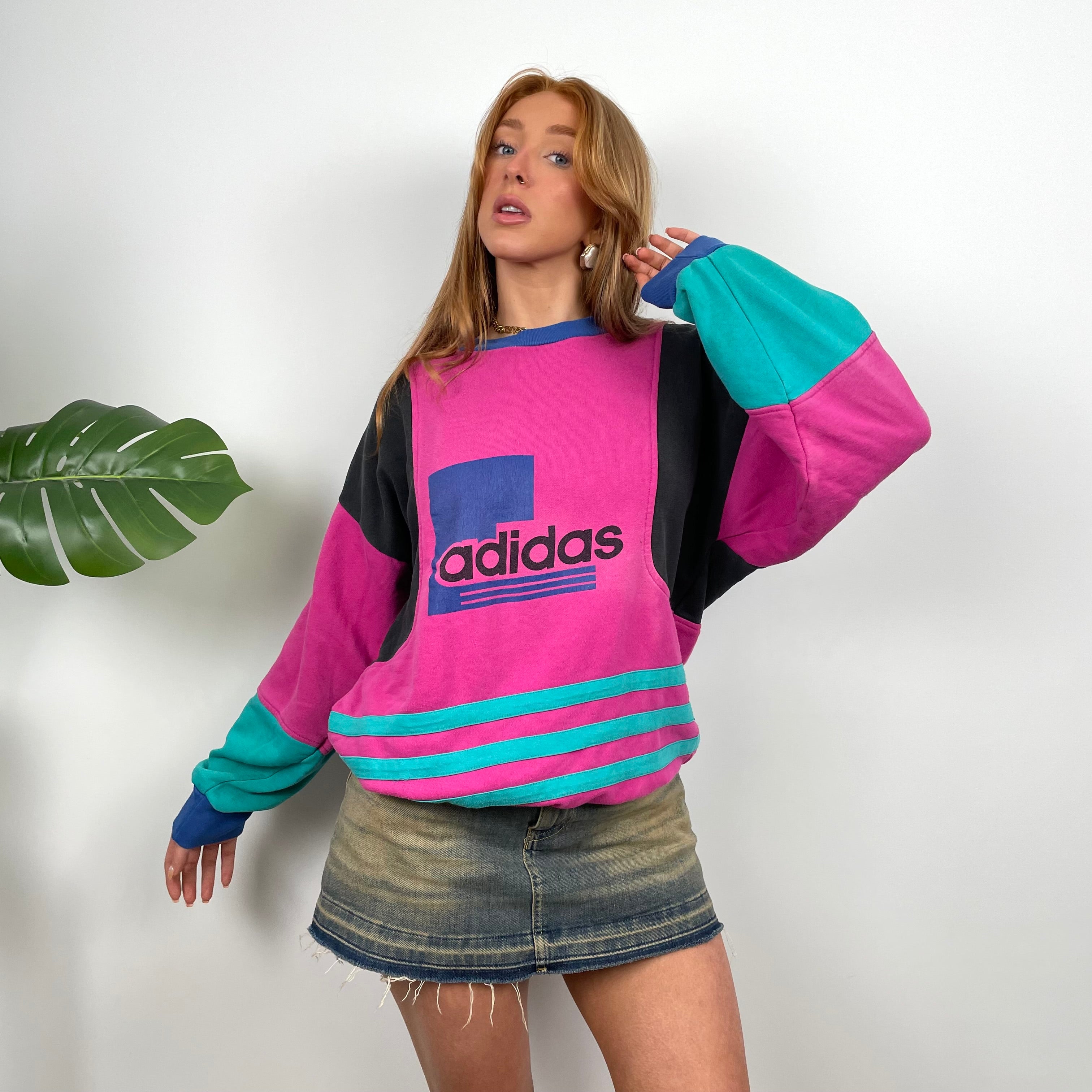 Adidas Pink Colour Block Sweatshirt (M)