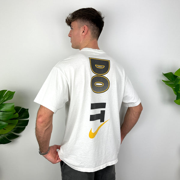 Nike Just Do It White Graphic Spell Out T Shirt (L)