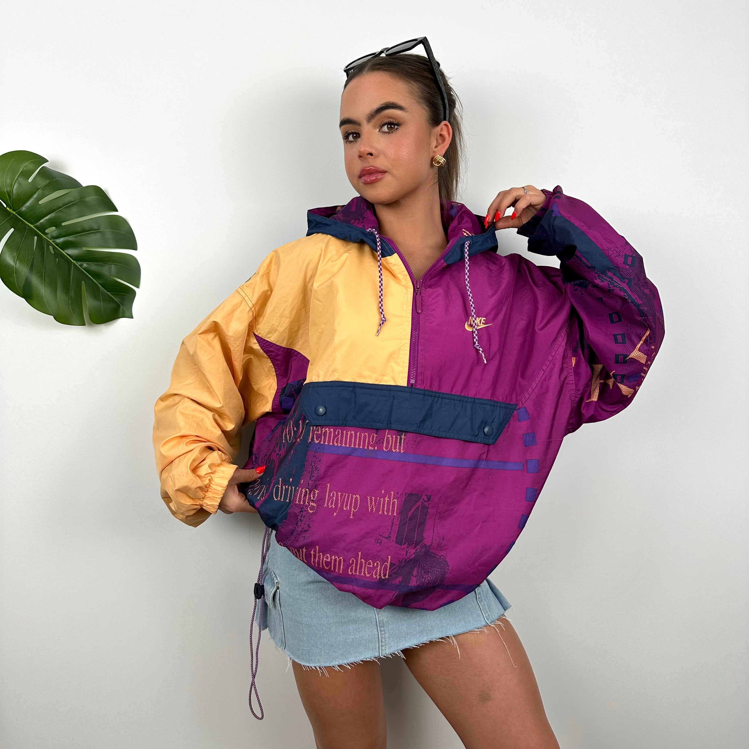 Nike Colour Block Embroidered Spell Out Windbreaker Jacket (XL)