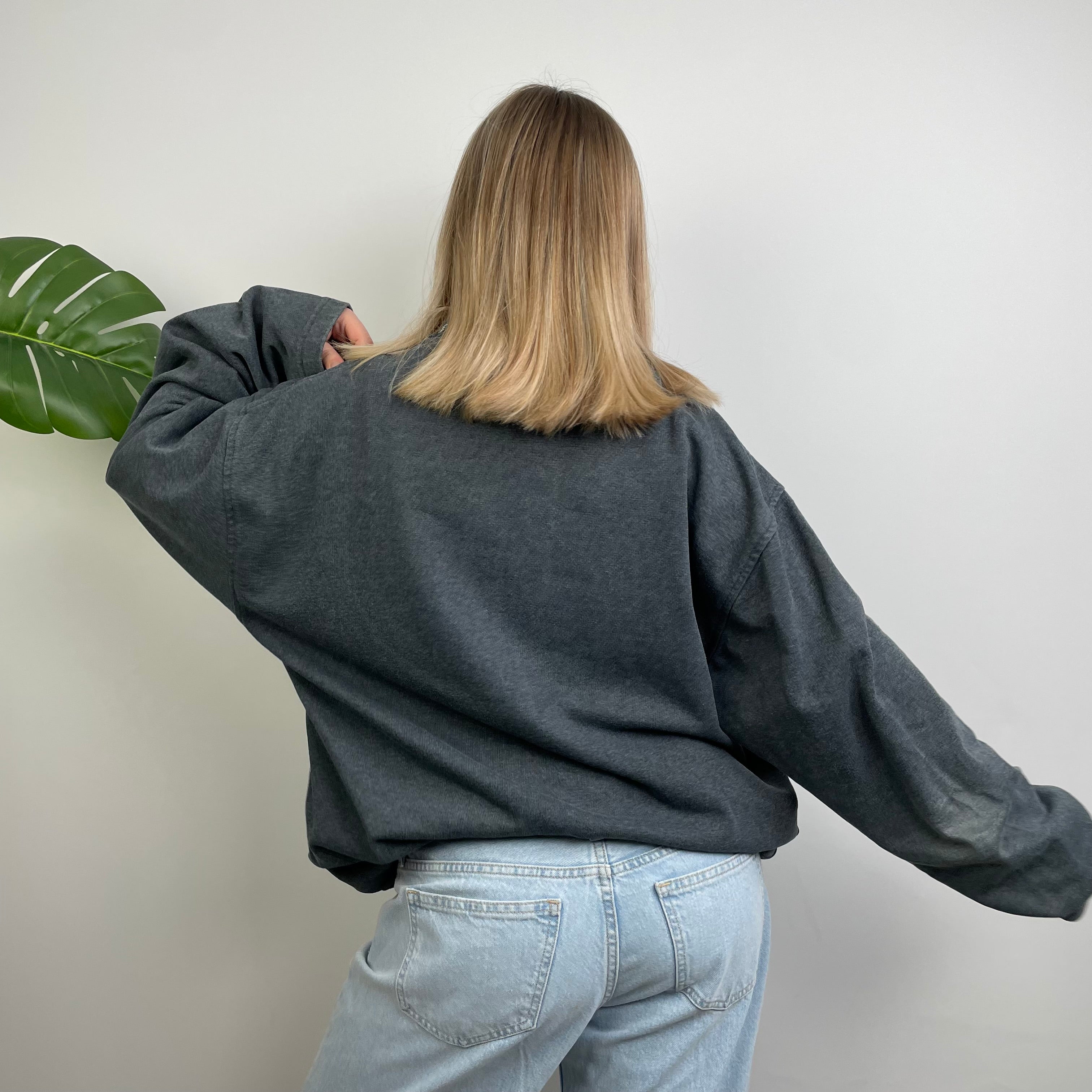 Nike Grey Embroidered Spell Out Sweatshirt (XL)