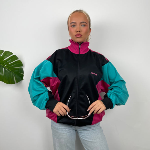 Adidas RARE Embroidered Spell Out Colour Block Zip Up Track Jacket (L)