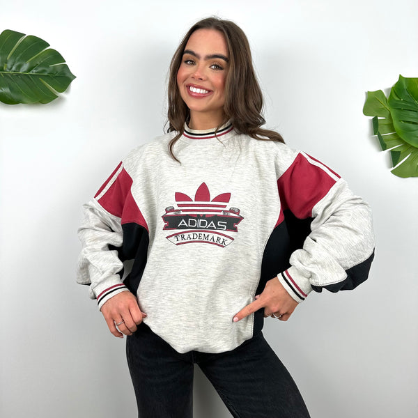 Adidas RARE Grey Embroidered Spell Out Sweatshirt (L)