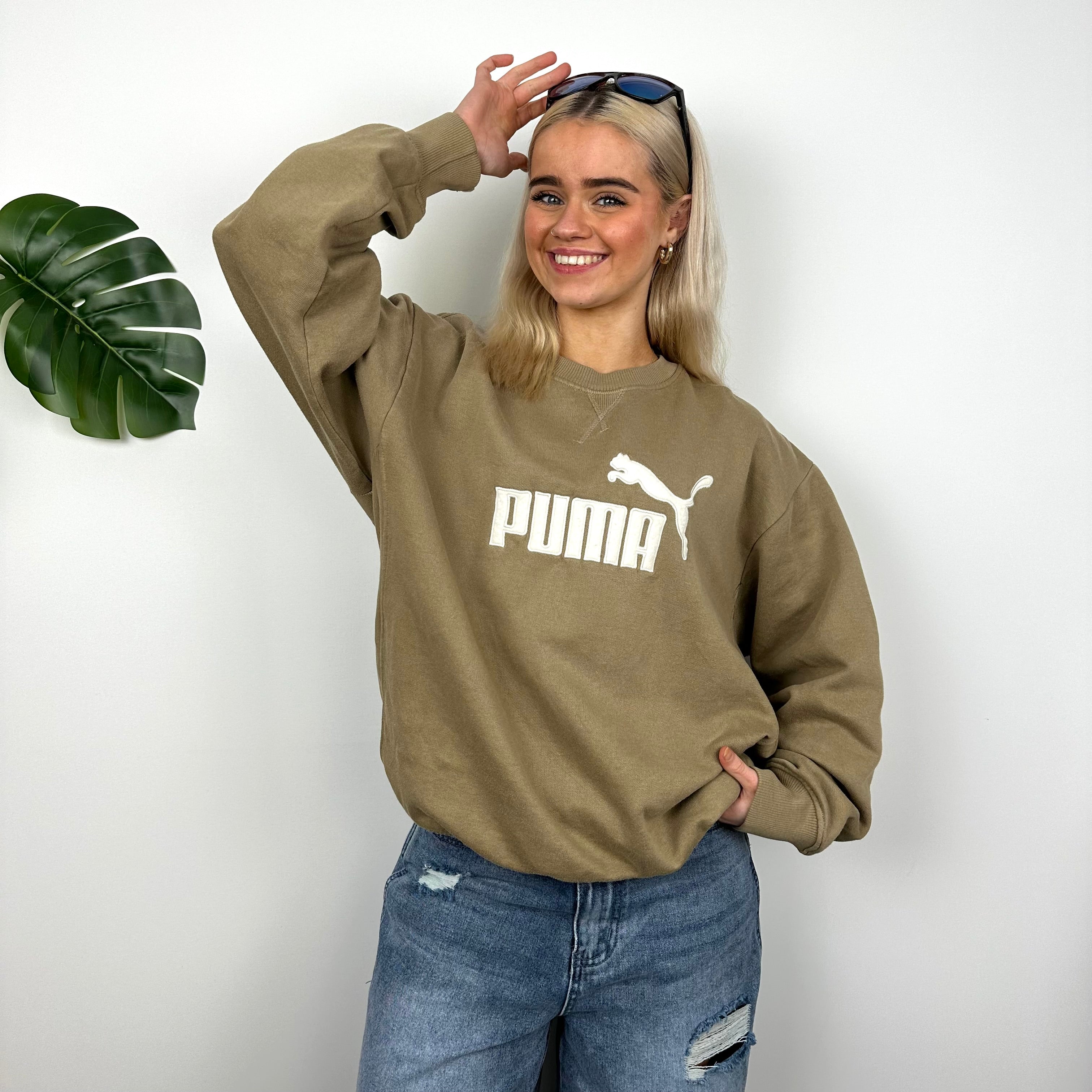 Puma Caramel Embroidered Spell Out Sweatshirt (M)