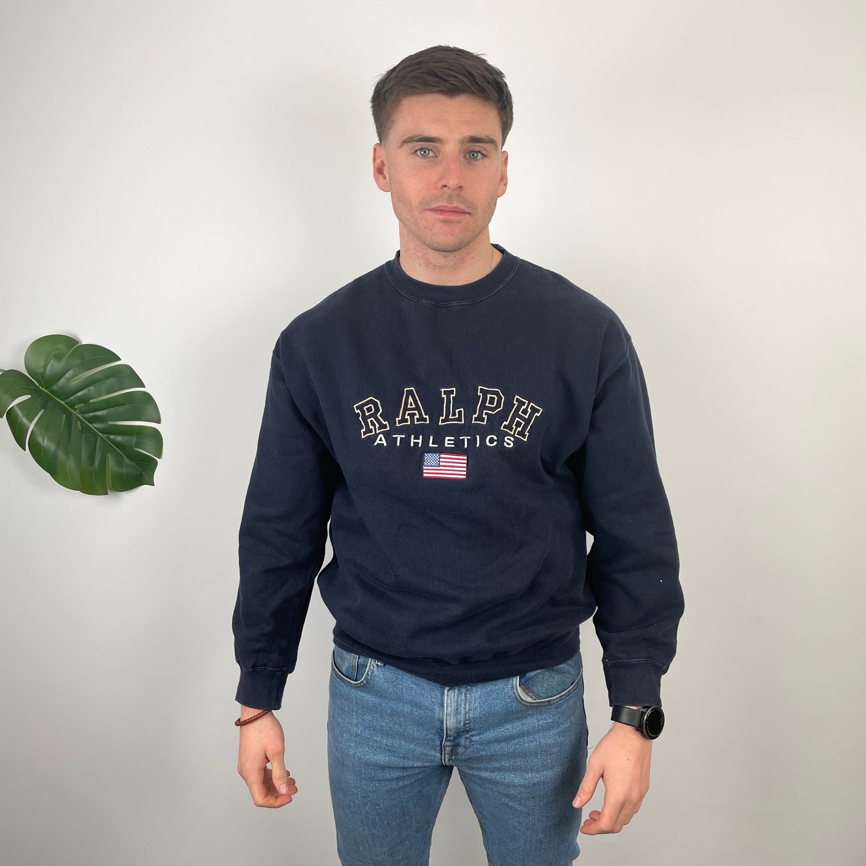 Polo Ralph Lauren RARE Navy Embroidered Spell Out Sweatshirt (M)