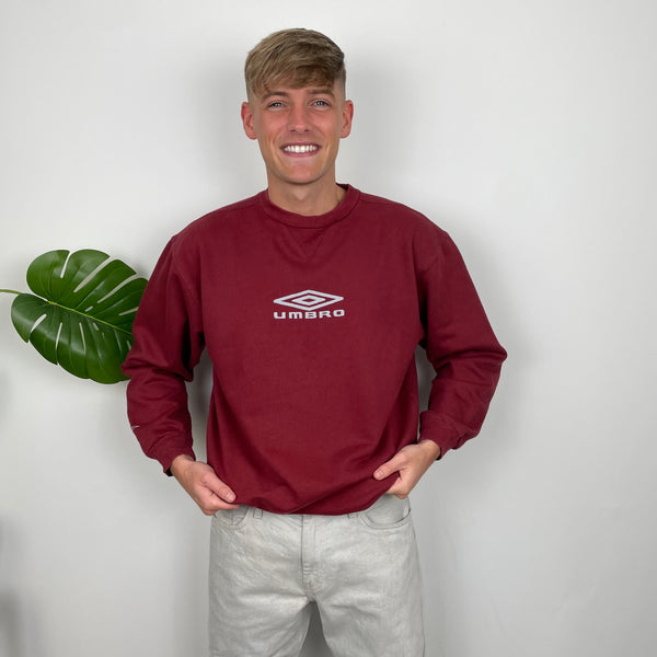 Umbro RARE Maroon Embroidered Spell Out Sweatshirt (L)