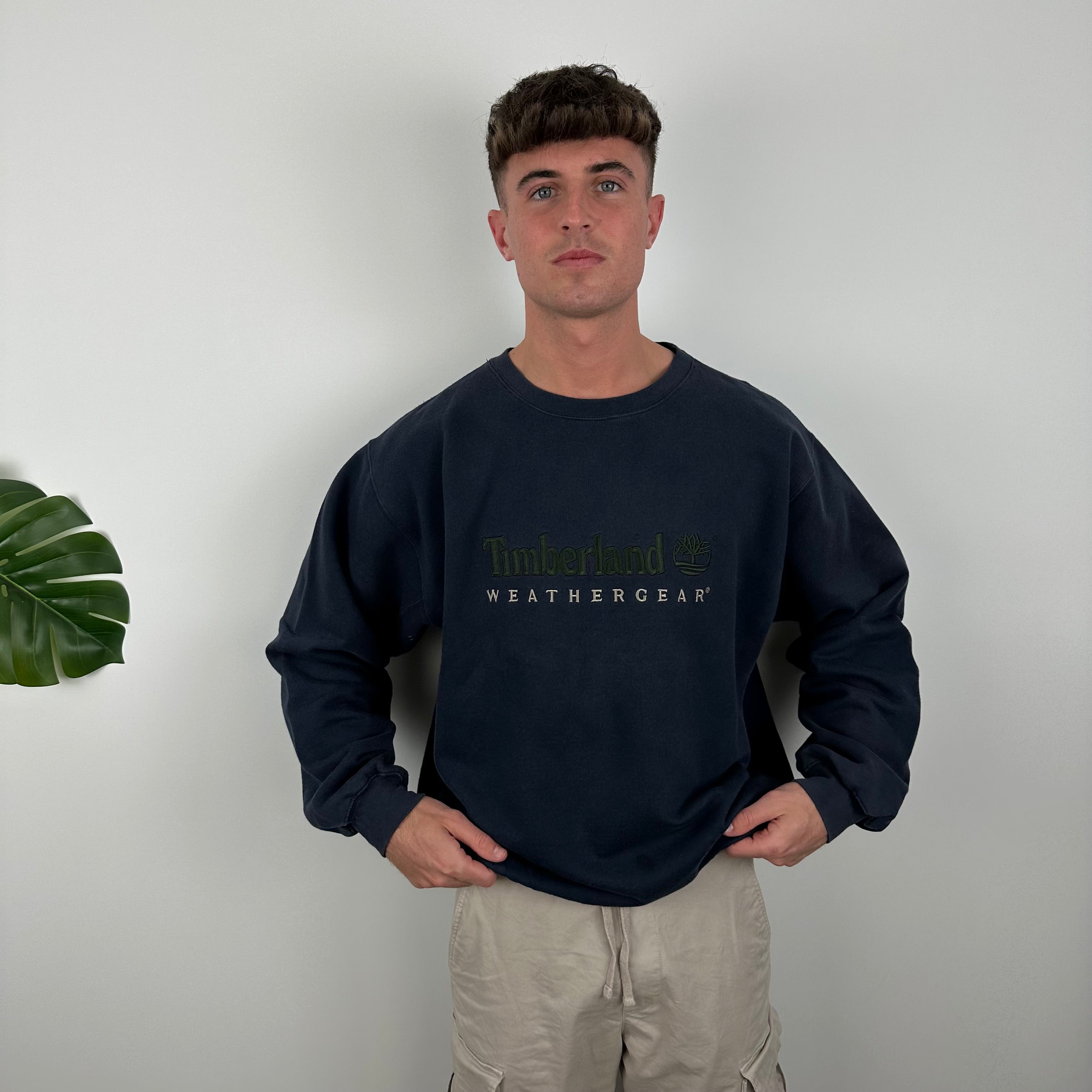 Timberland Navy Embroidered Spell Out Sweatshirt (L)