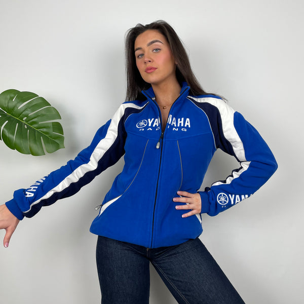 Yamaha Racing Team Blue Embroidered Spell Out Zip Up Hoodie Jacket  (M)