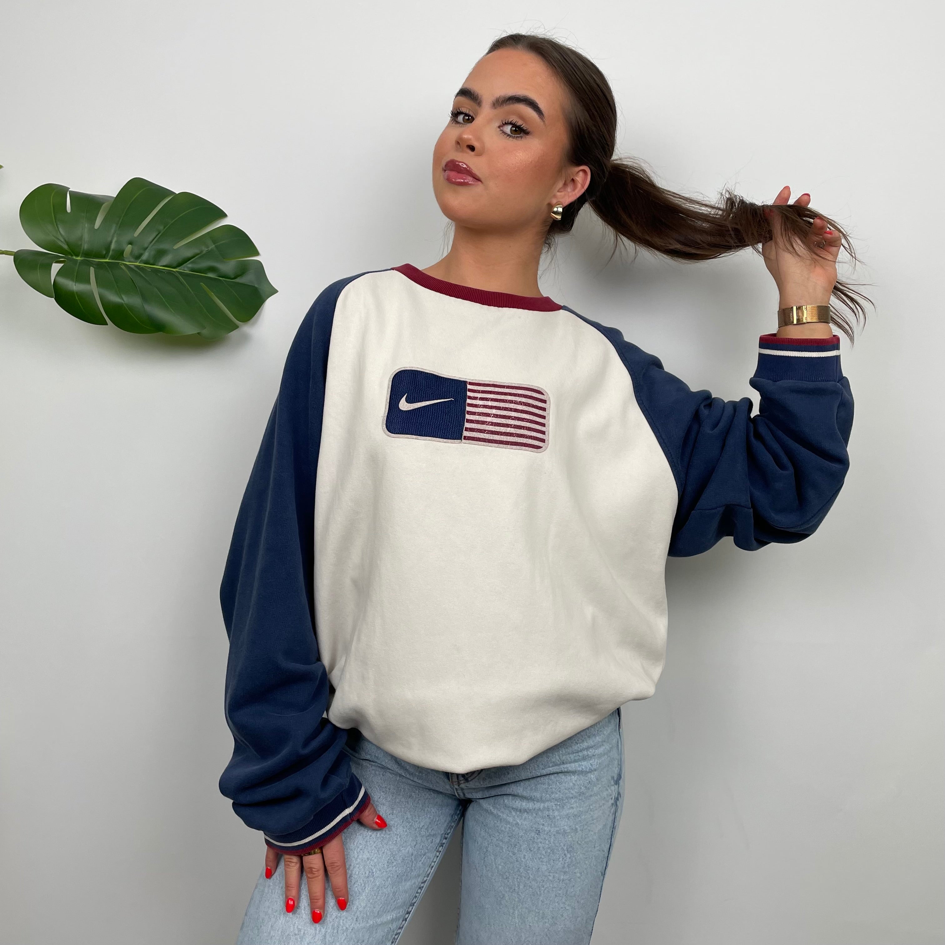 Nike X USA White Embroidered Spell Out Sweatshirt (L)