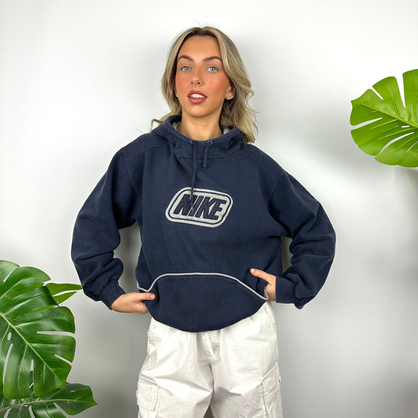 Nike Navy Embroidered Spell Out Hoodie (S)