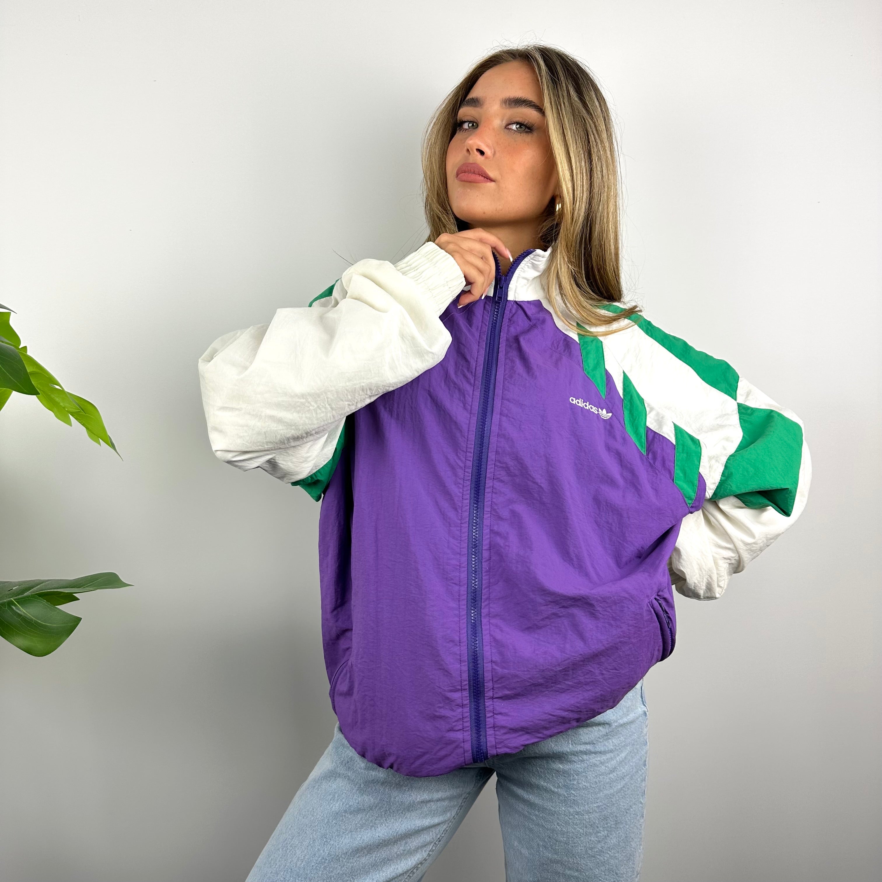 Adidas RARE Colour Block Embroidered Spell Out Windbreaker Jacket (L)