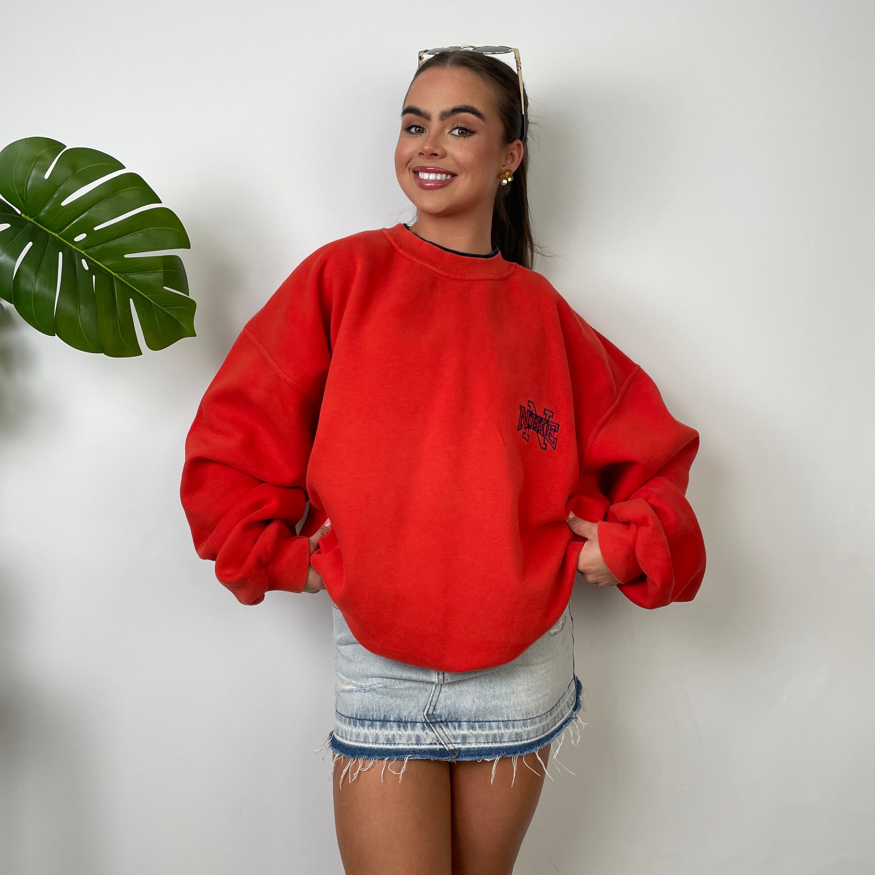 Nike Red Embroidered Spell Out Sweatshirt (L)